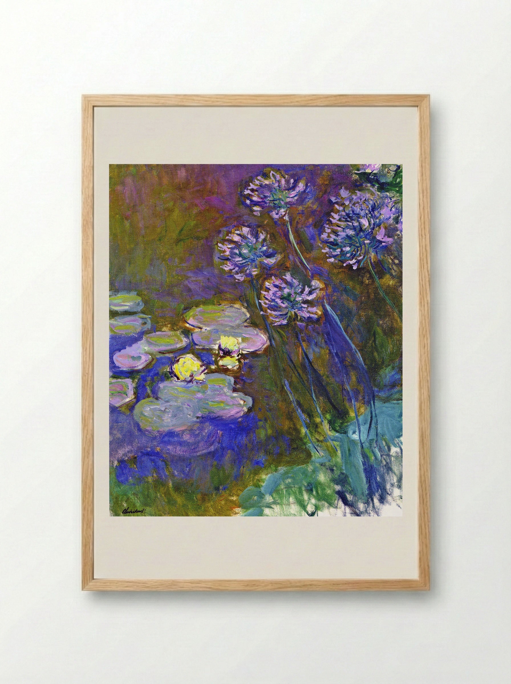 Water Lilies and Agapanthus - Claude Monet - Framed Print Wood