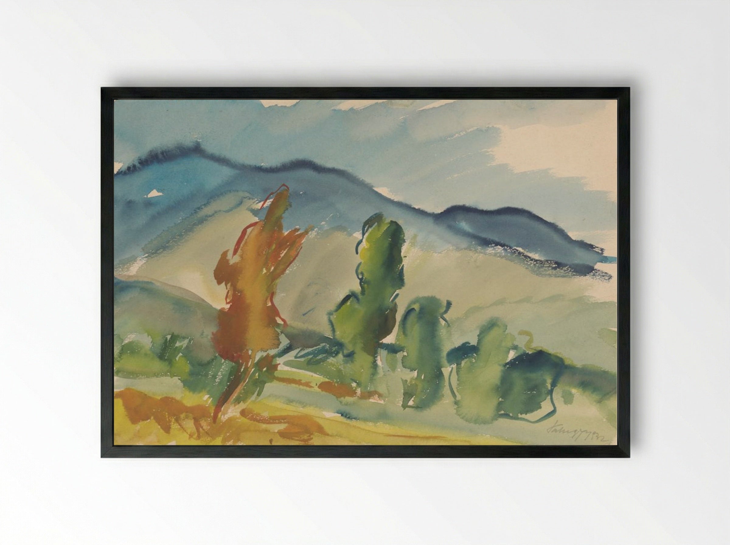 Landscape Below the Mountains - Zolo Palugyay - Framed Print Black