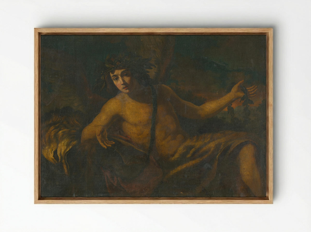 Reclining Bacchus - Fine Art Print - Framed Canvas Wood