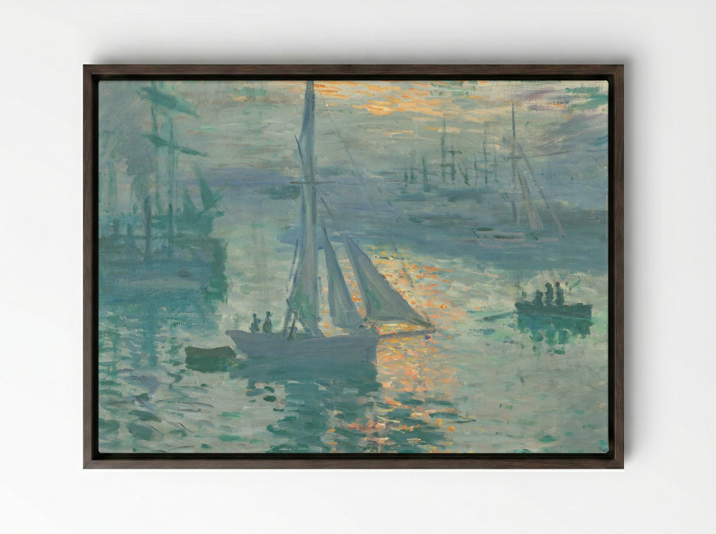 Sunrise - Claude Monet - Framed Canvas Dark Wood