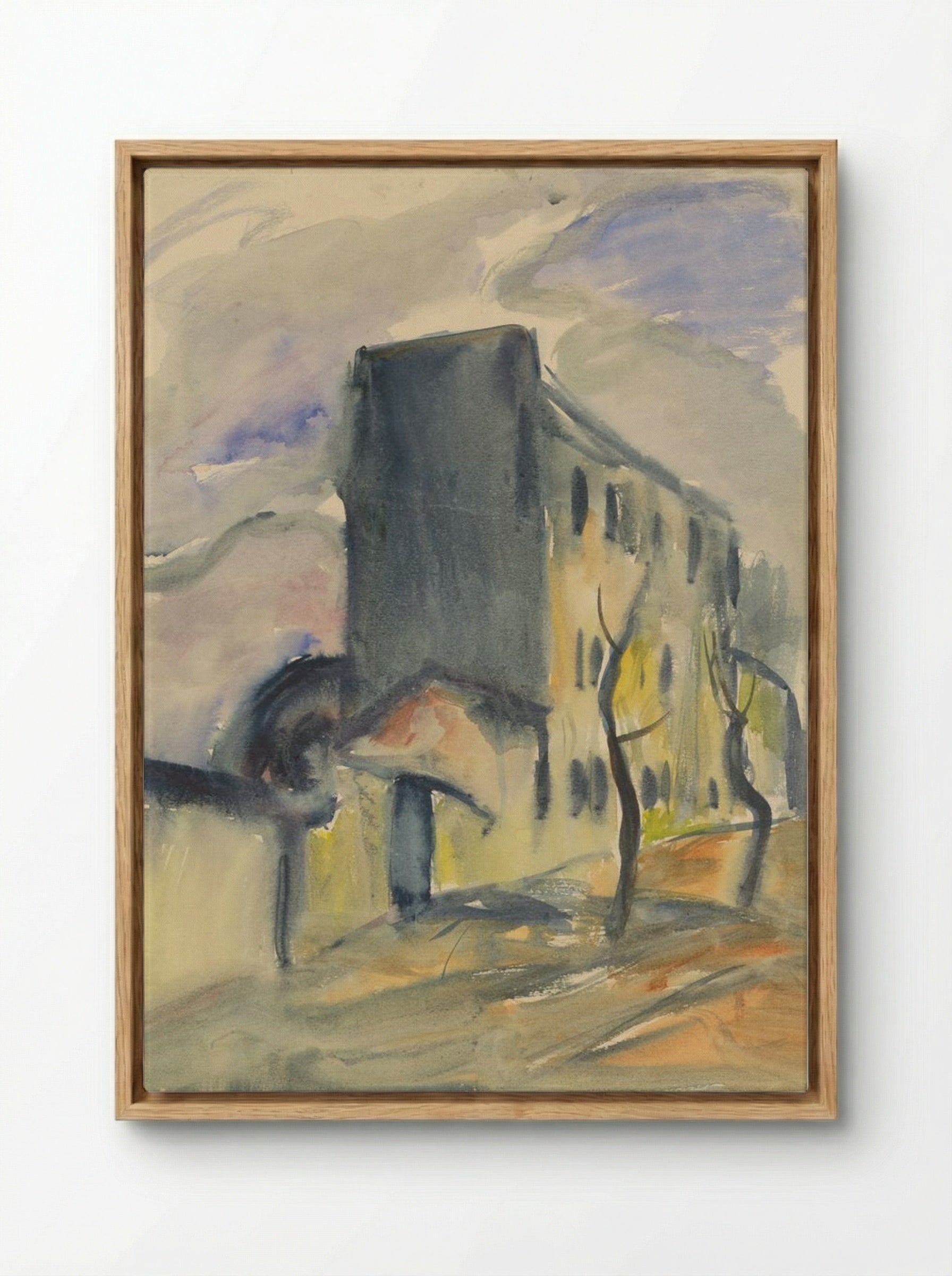 Lonely Blue House - Zolo Palugyay - Framed Canvas Wood