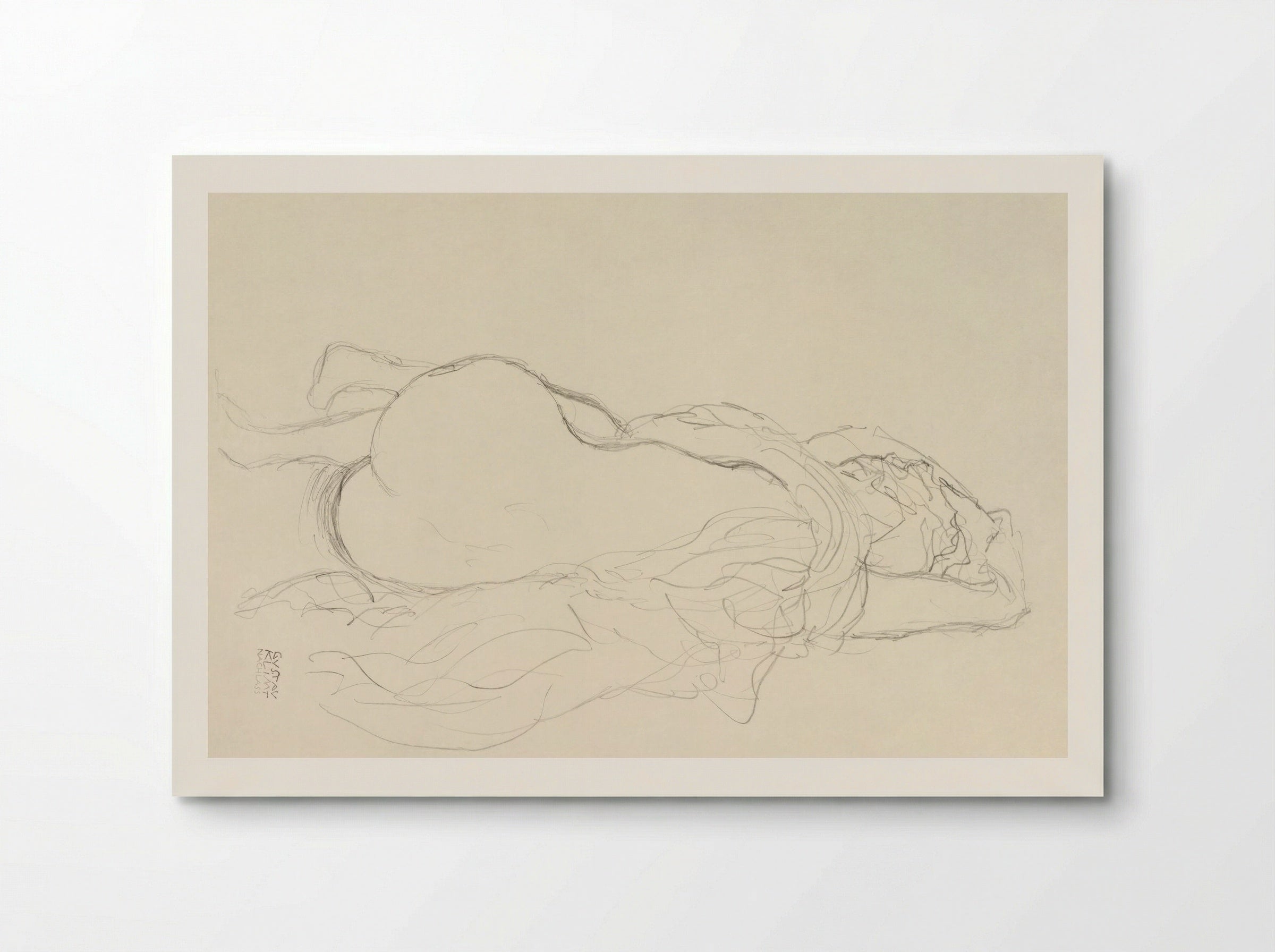 Reclining Nude with Drapery, Back View - Gustav Klimt - Poster