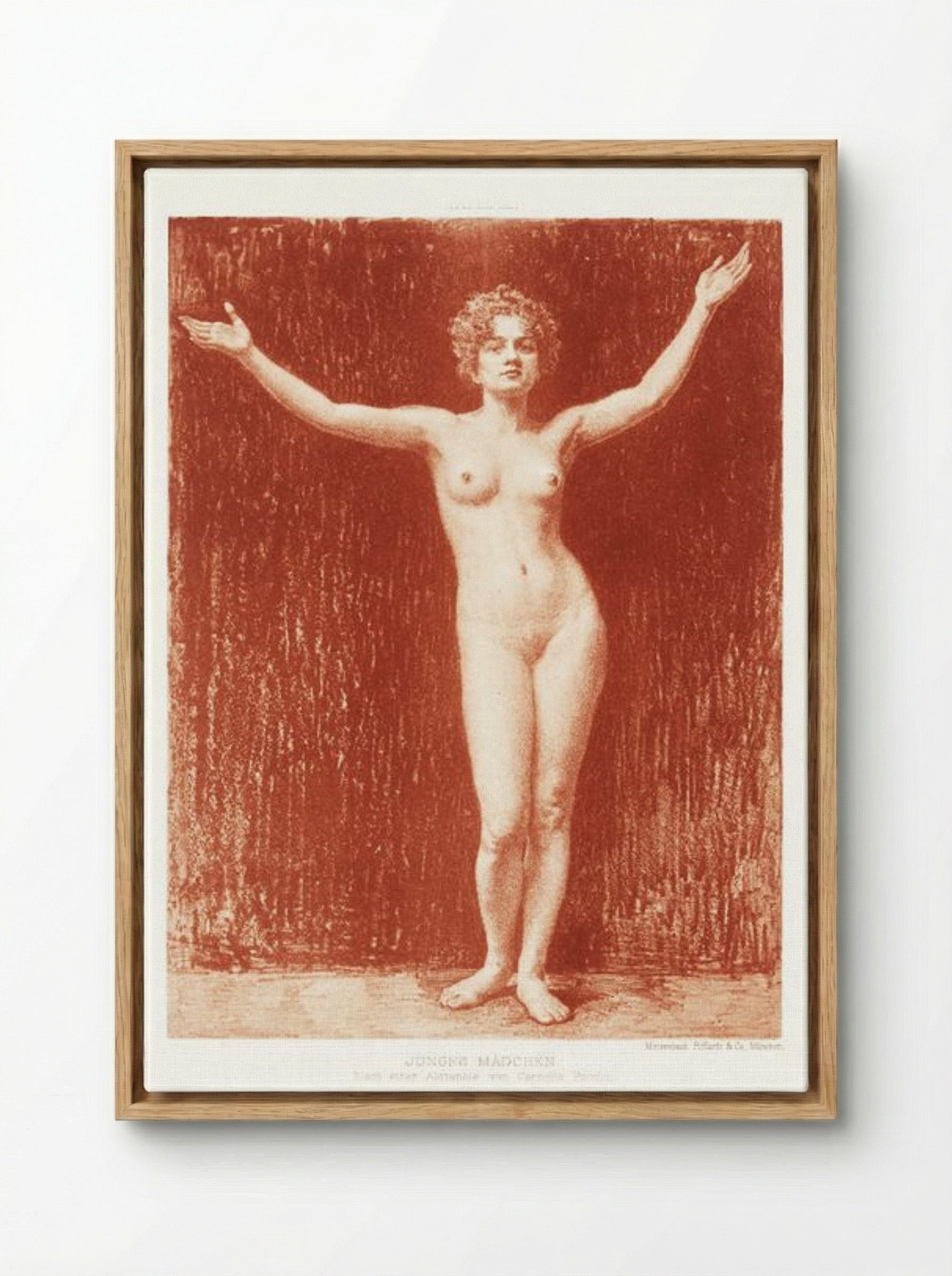 Young Girl (Standing Nude with Arms Raised) - Cornelia Paczka-Wagner - Framed Canvas Wood