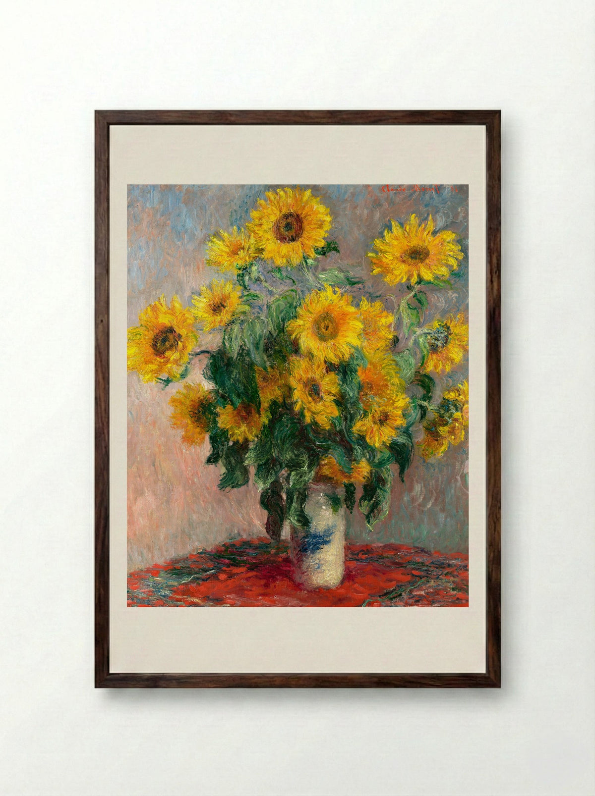 Bouquet of Sunflowers - Claude Monet - Framed Print Dark Wood