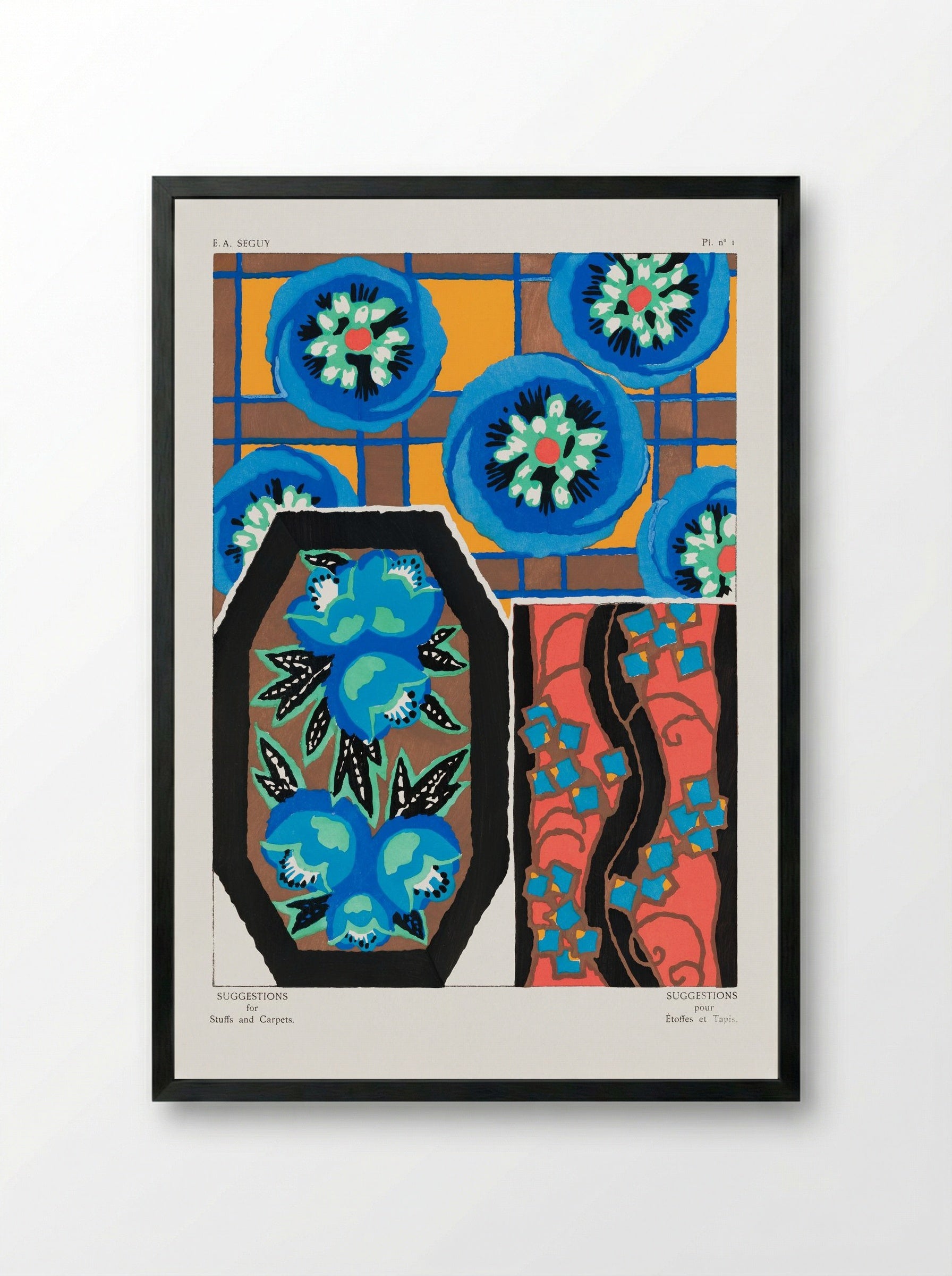 Suggestions for Stuffs and Carpets, Plate 1 - Émile-Allain Séguy - Framed Print Black