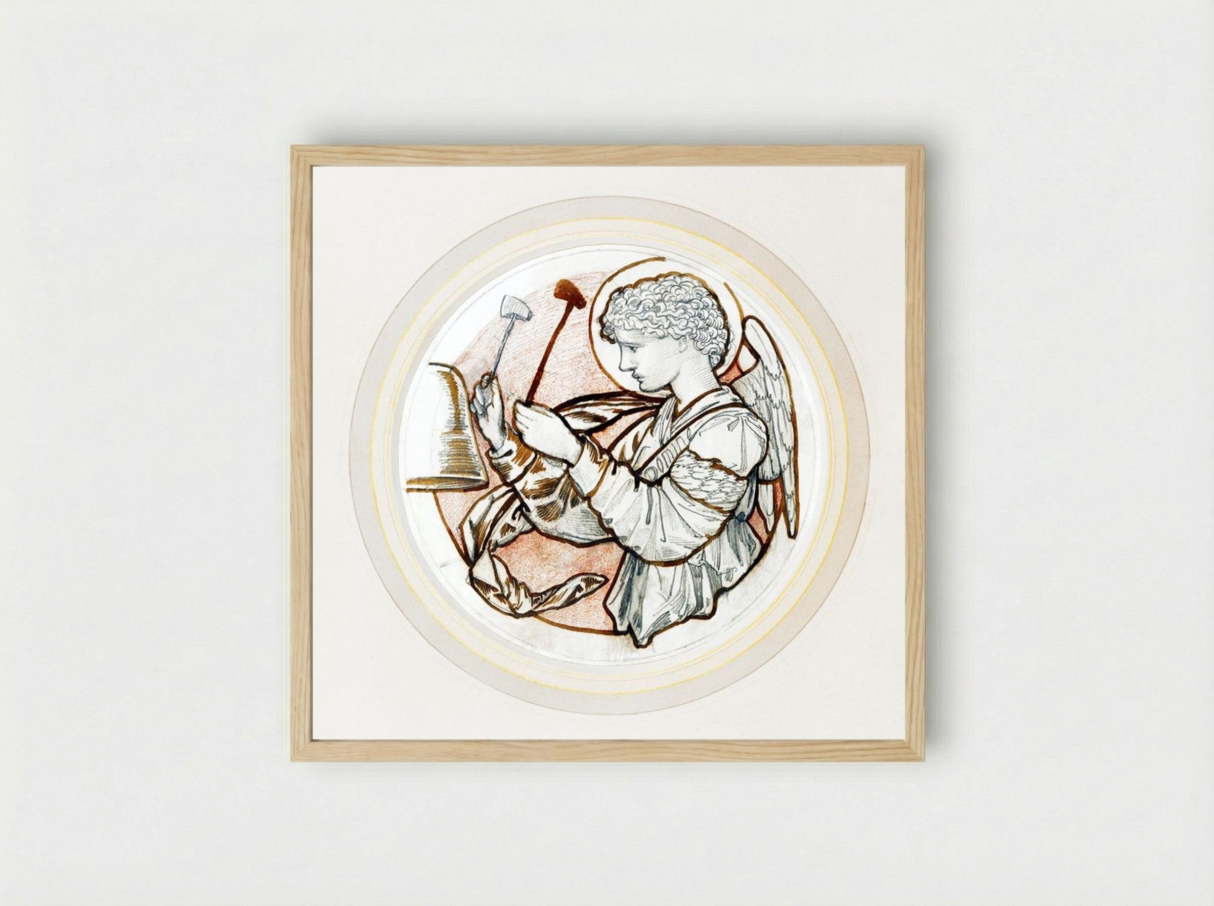 Angel Playing on Bells - Edward Burne-Jones - Framed Print Wood