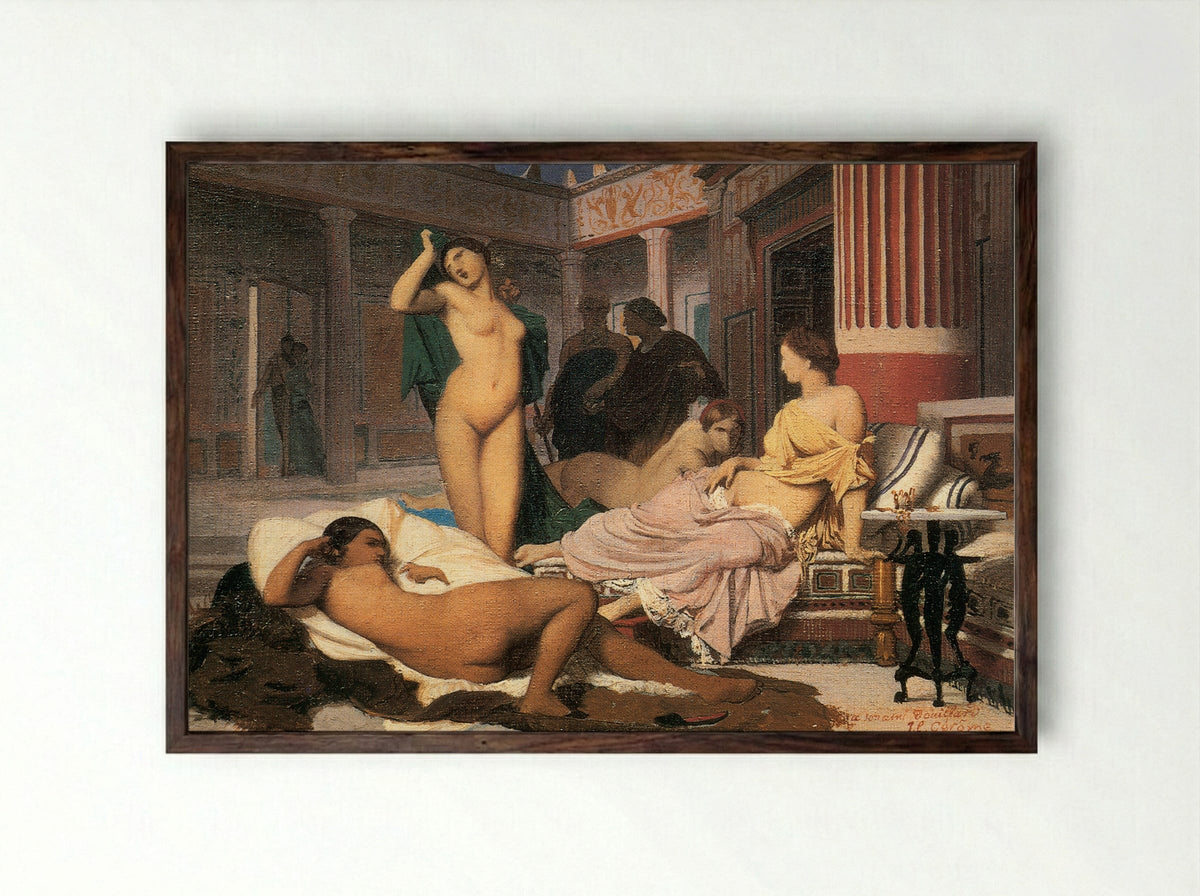 Greek Interior (Gyneceum) - Jean-Léon Gérôme - Framed Print Dark Wood