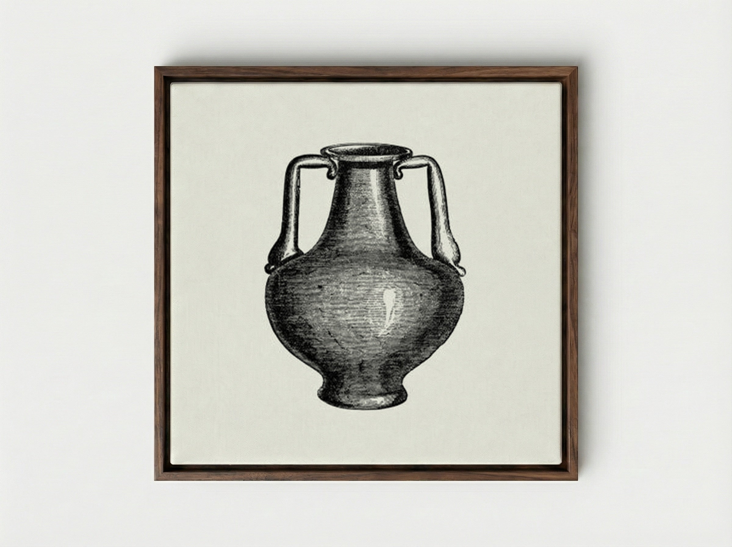 Classical Amphora - Fine Art Print - Framed Canvas Dark Wood
