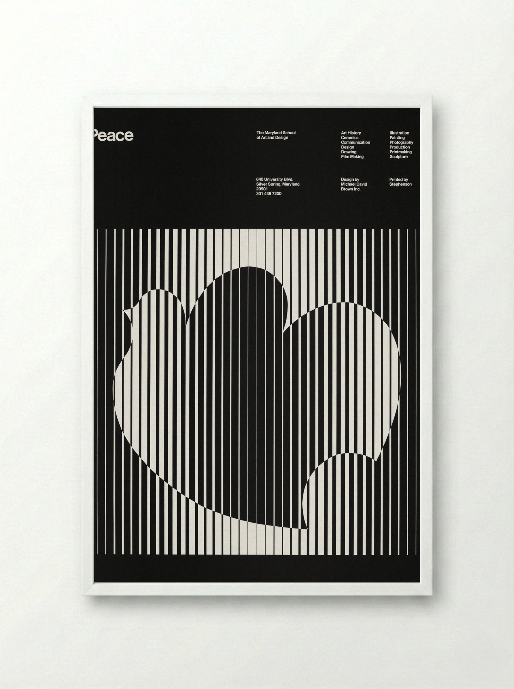 Peace (Maryland School of Art and Design Poster) - Michael David Brown - Framed Print White