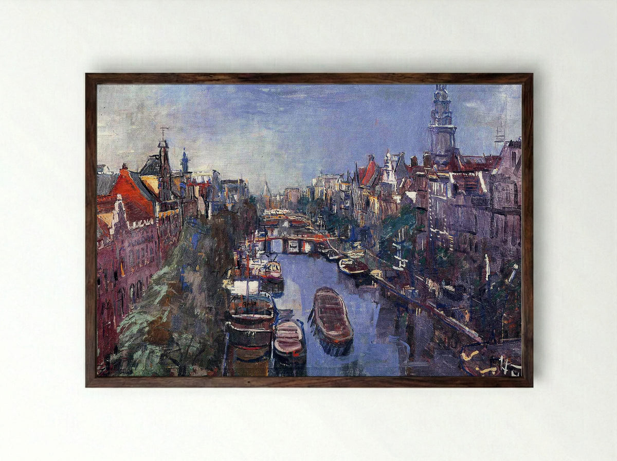 Amsterdam Canal View - Isaac Israëls - Framed Print Dark Wood