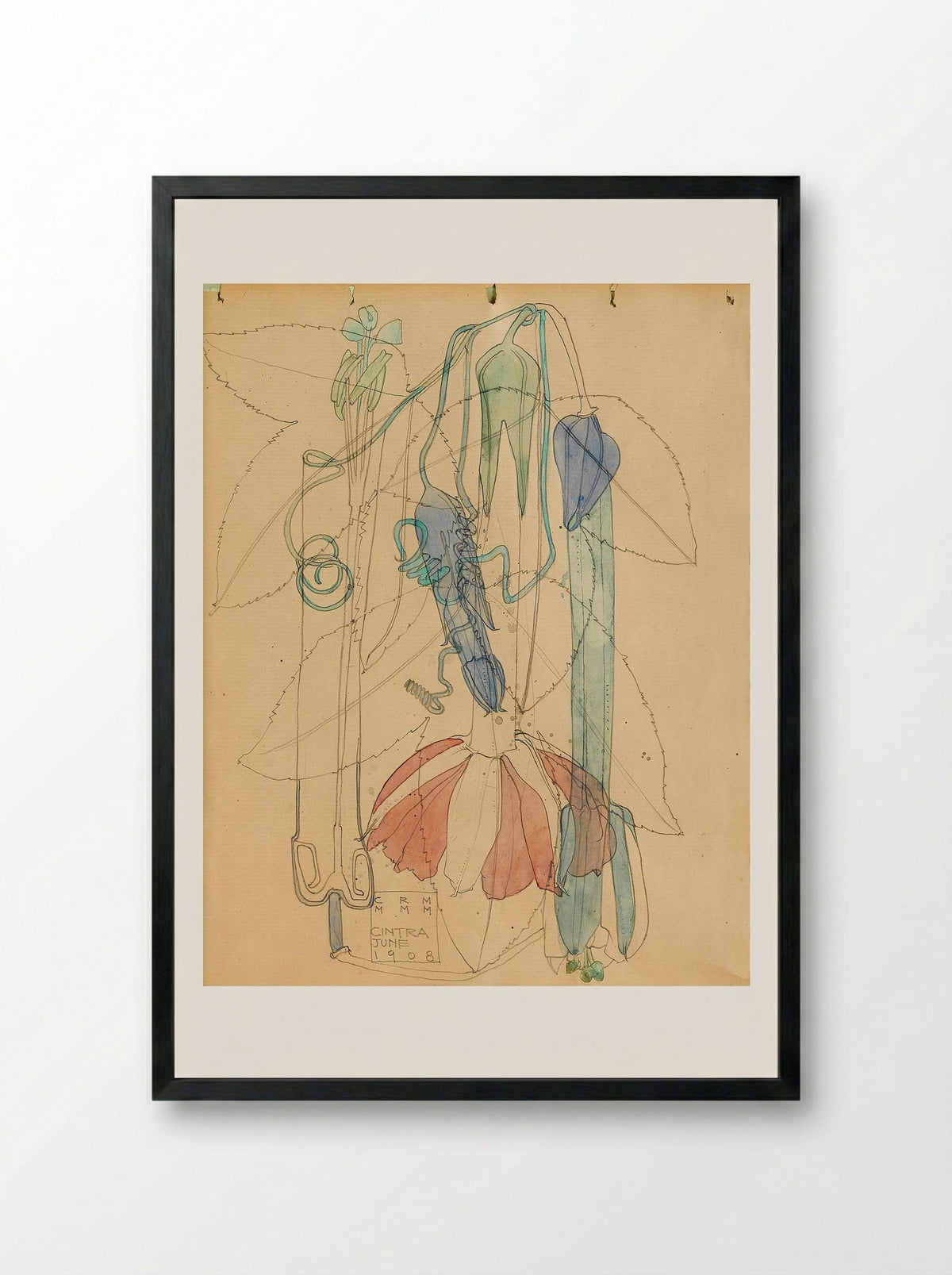 Cintra, June 1908 - Charles Rennie Mackintosh - Framed Print Black