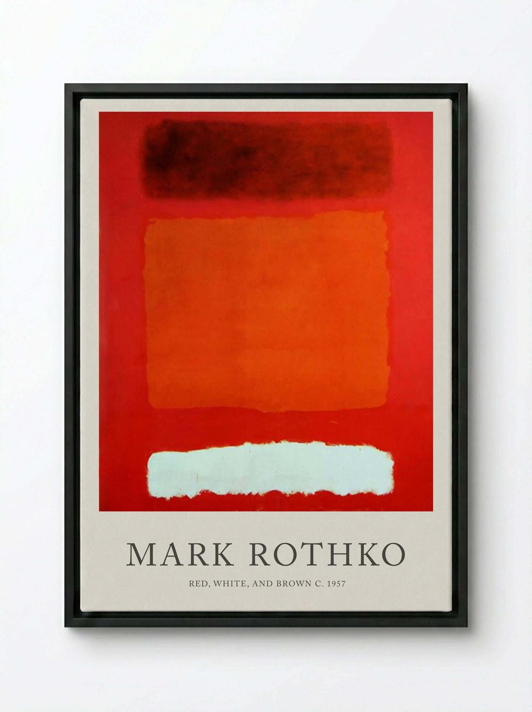 Red, White, and Brown - Mark Rothko - Framed Canvas Black