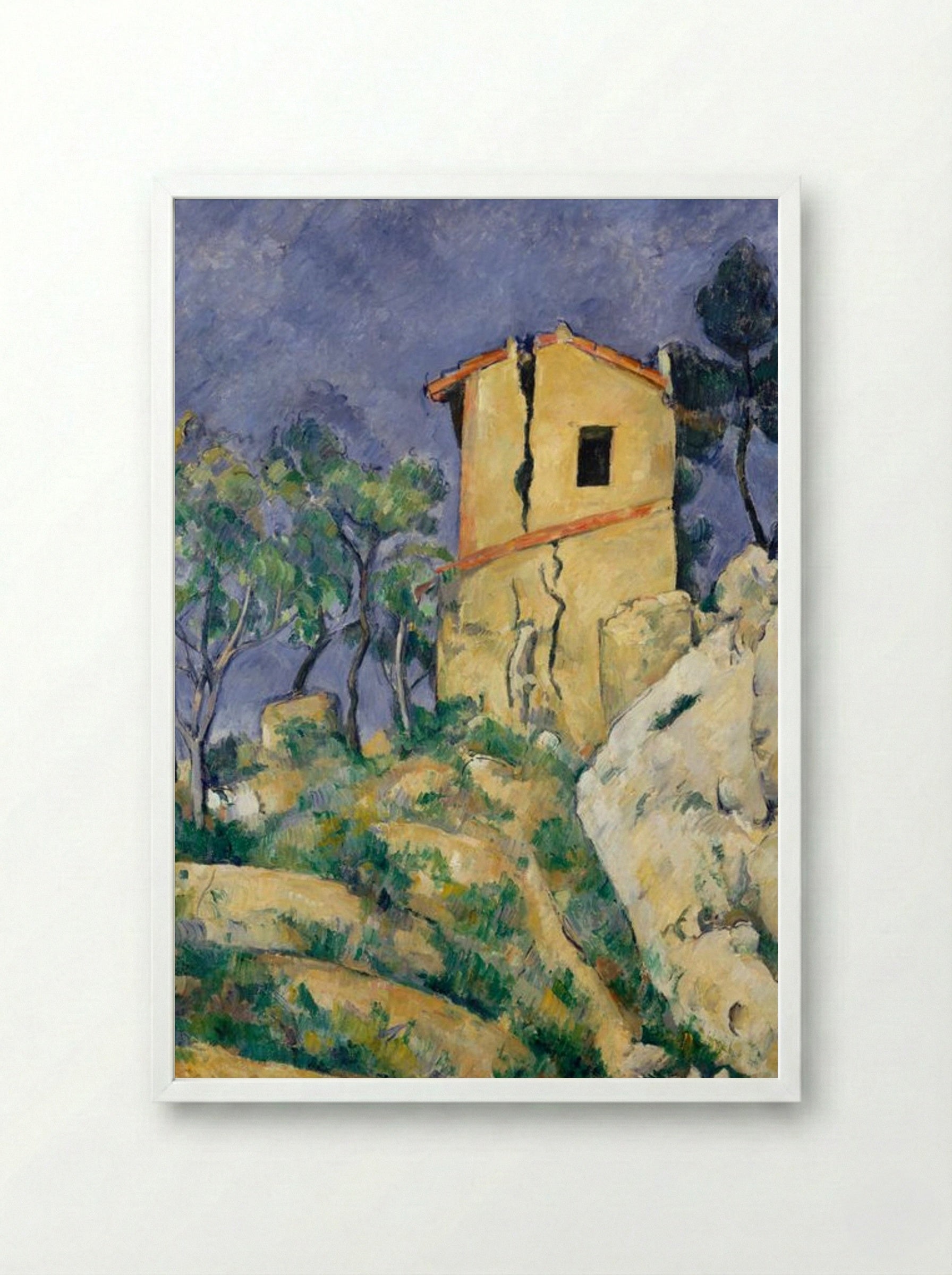 The House with the Cracked Walls - Paul Cézanne - Framed Print White