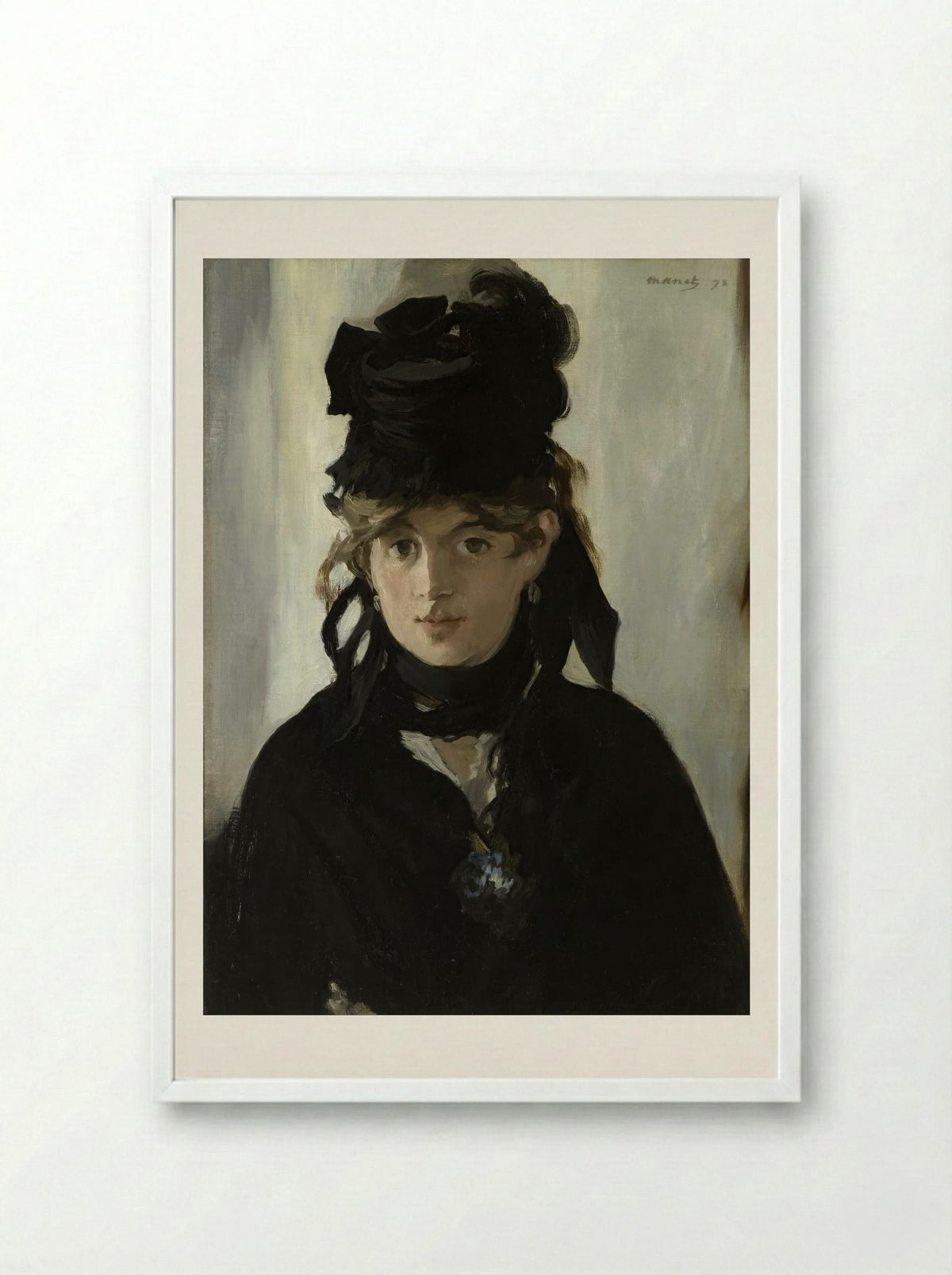 Berthe Morisot With a Bouquet of Violets - Édouard Manet - Framed Print White