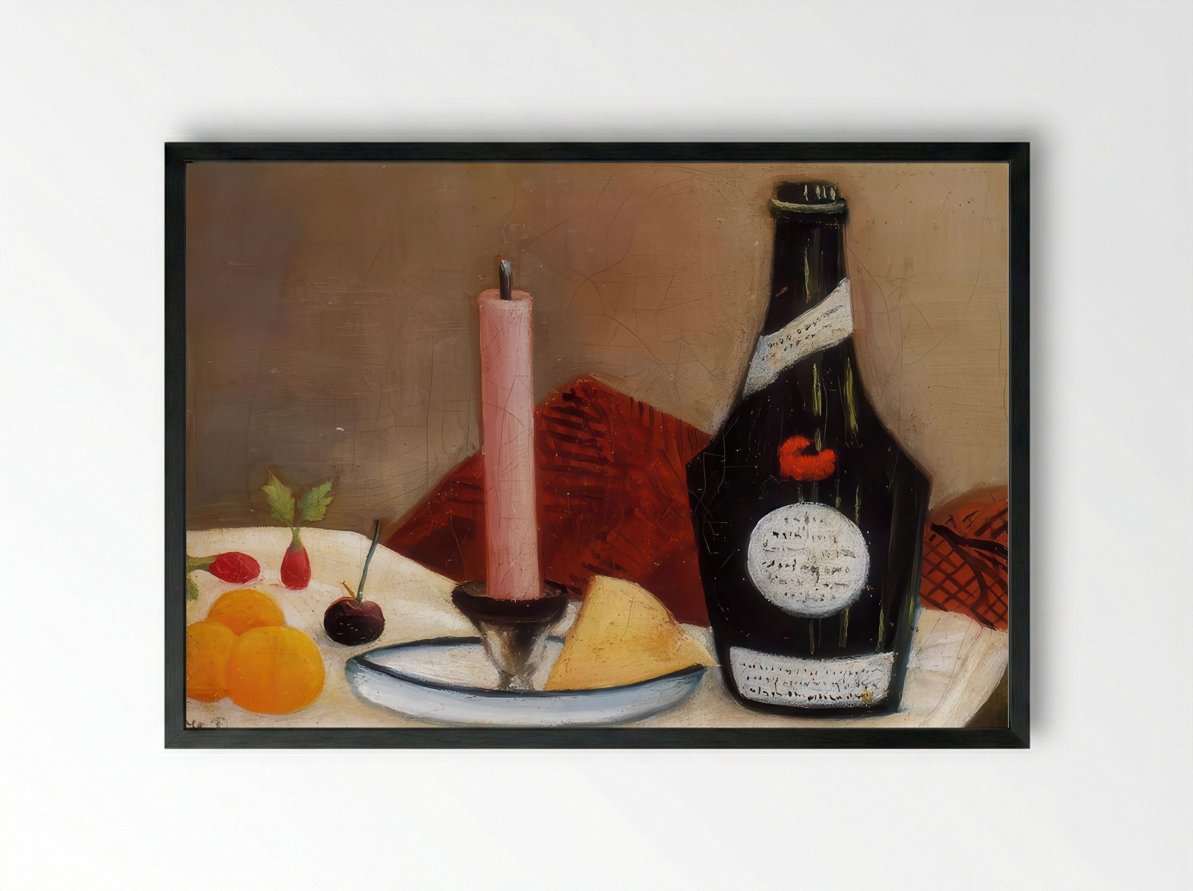 The Pink Candle by Henri Rousseau – Naïve Art Still Life Print - Framed Print Black