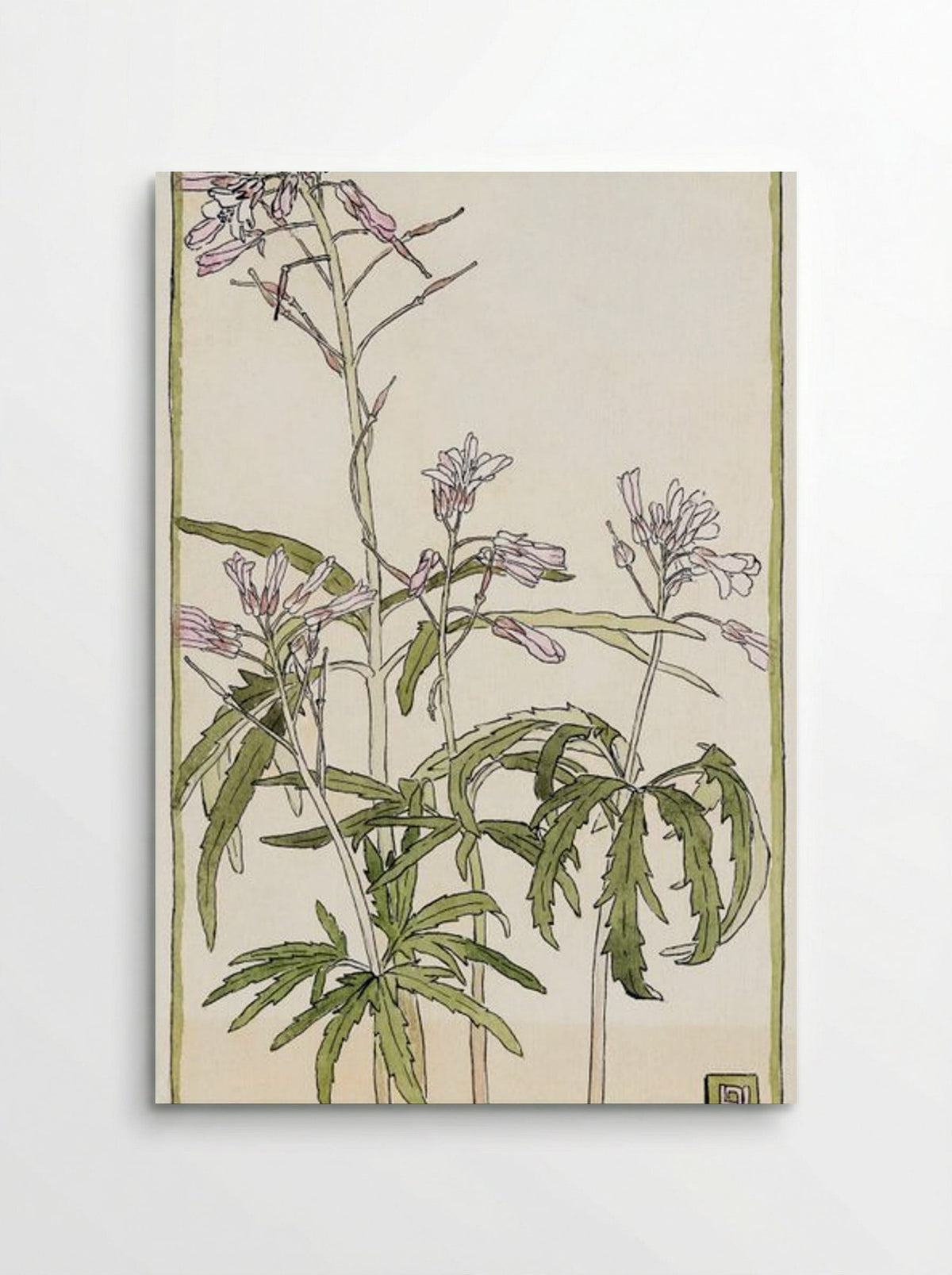Pink Flowers with Spiky Green Leaves - Hannah Borger Overbeck - Poster