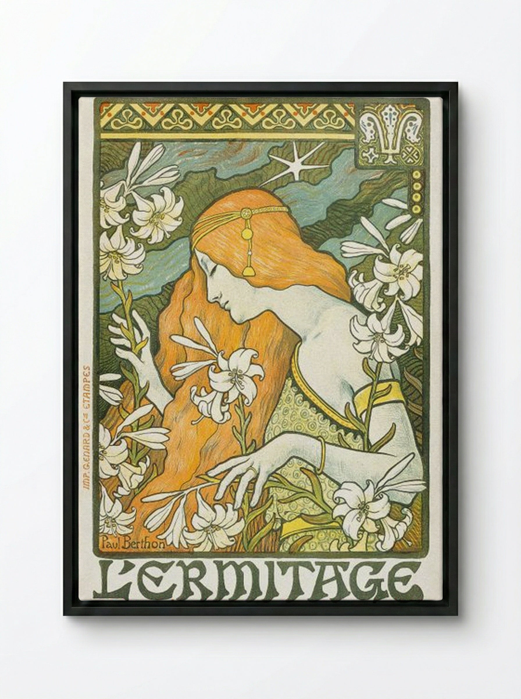 L'Ermitage - Paul Berthon - Framed Canvas Black