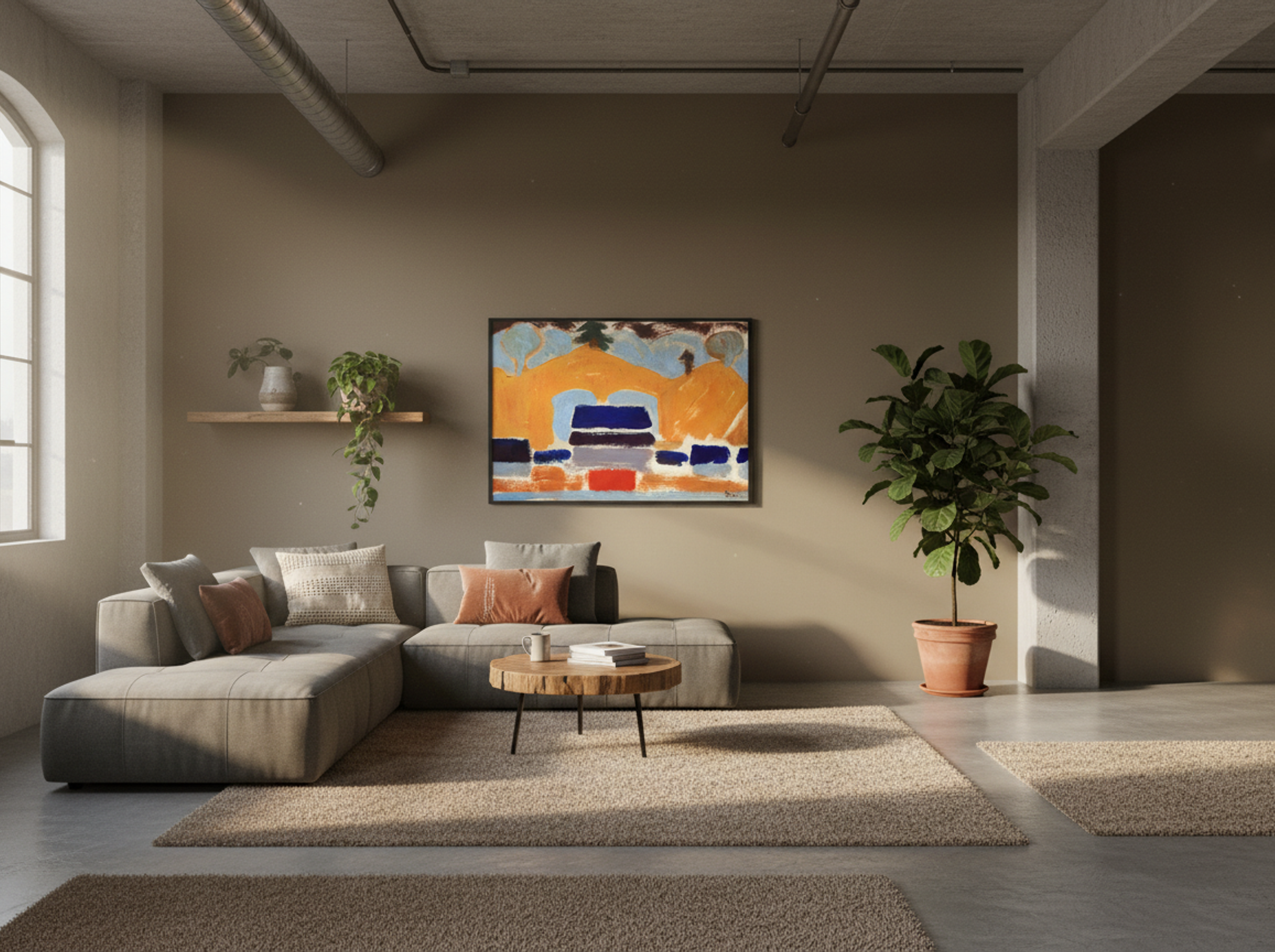 Abstract Landscape with Orange Hills - Fine Art Print - Lifestyle