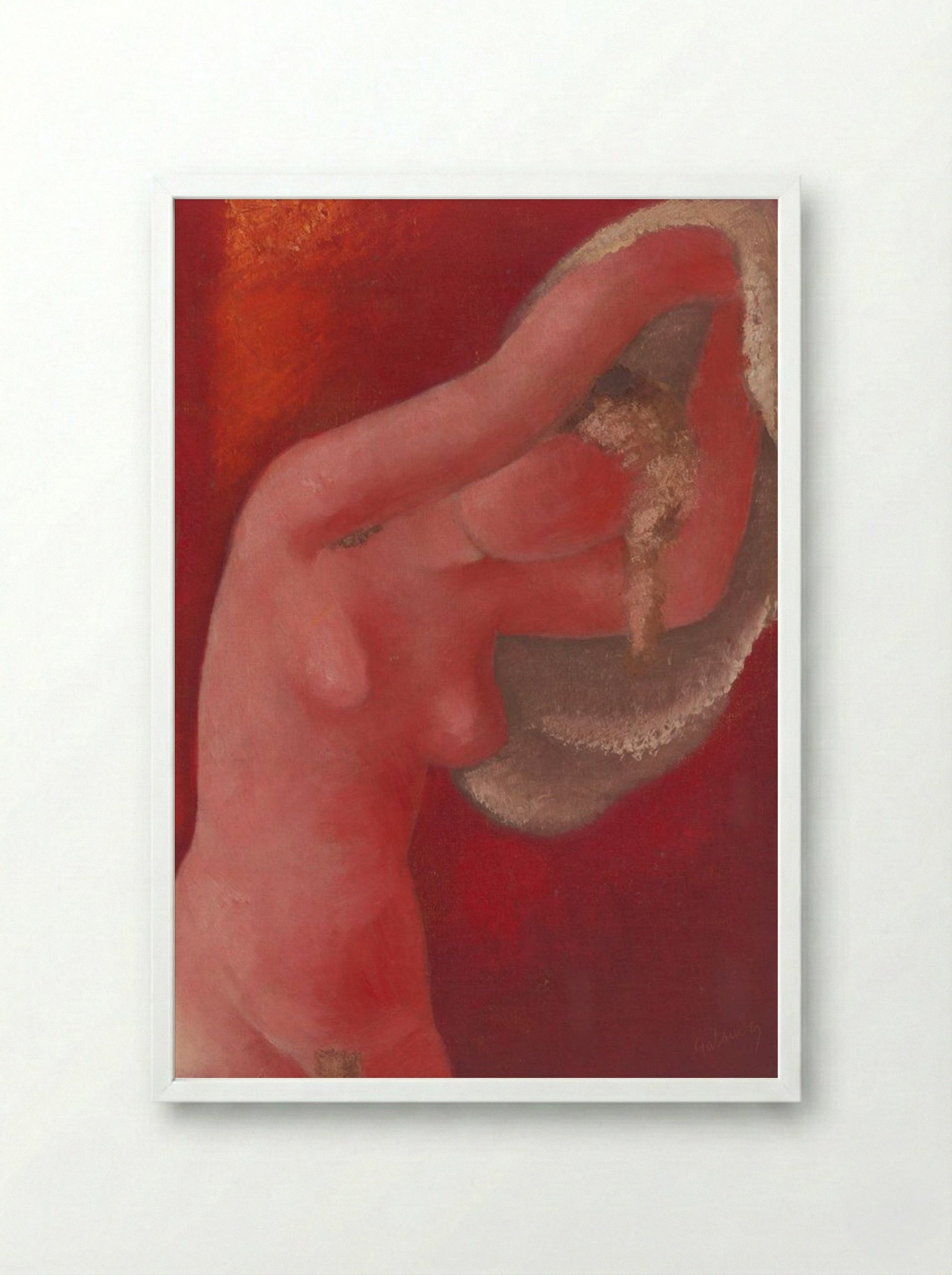 Woman Undressing - Mikuláš Galanda - Framed Print White