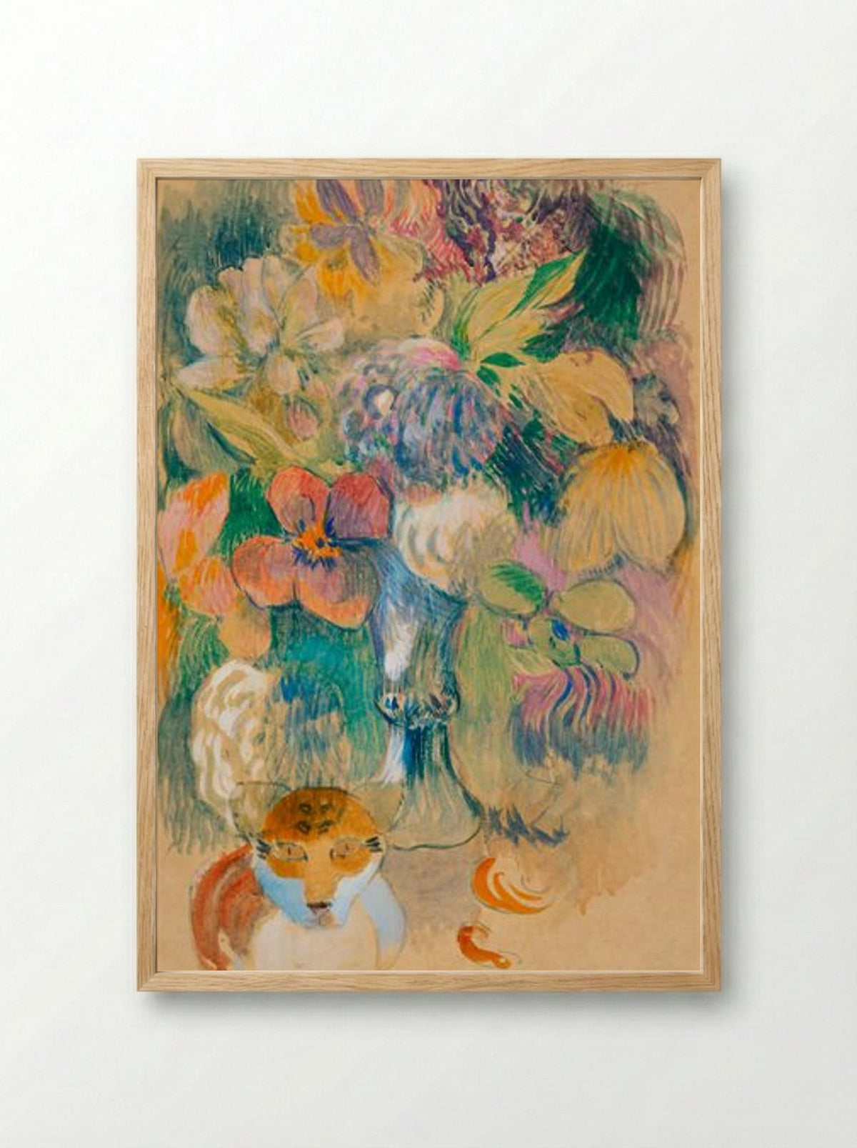 Still Life with Cat - Paul Gauguin - Framed Print Wood