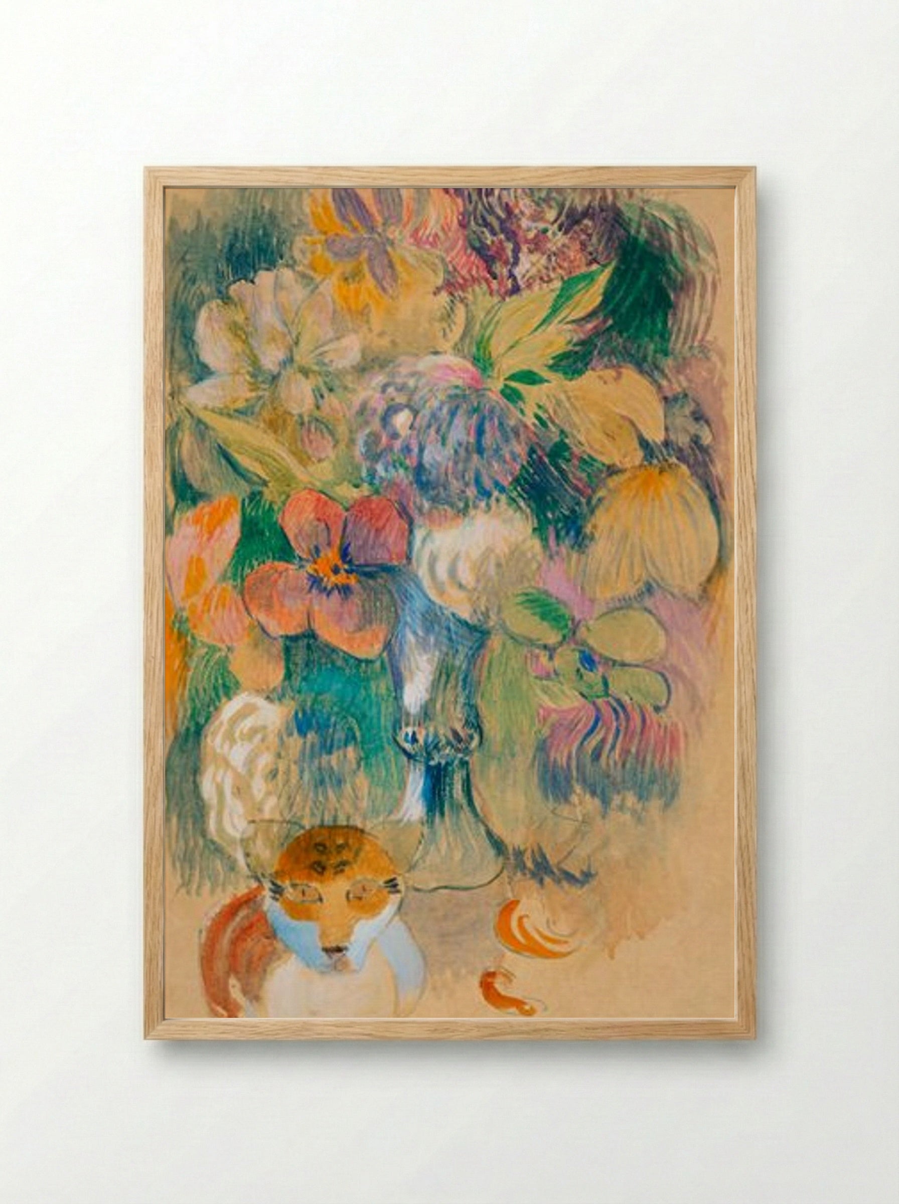 Still Life with Cat - Paul Gauguin - Framed Print Wood