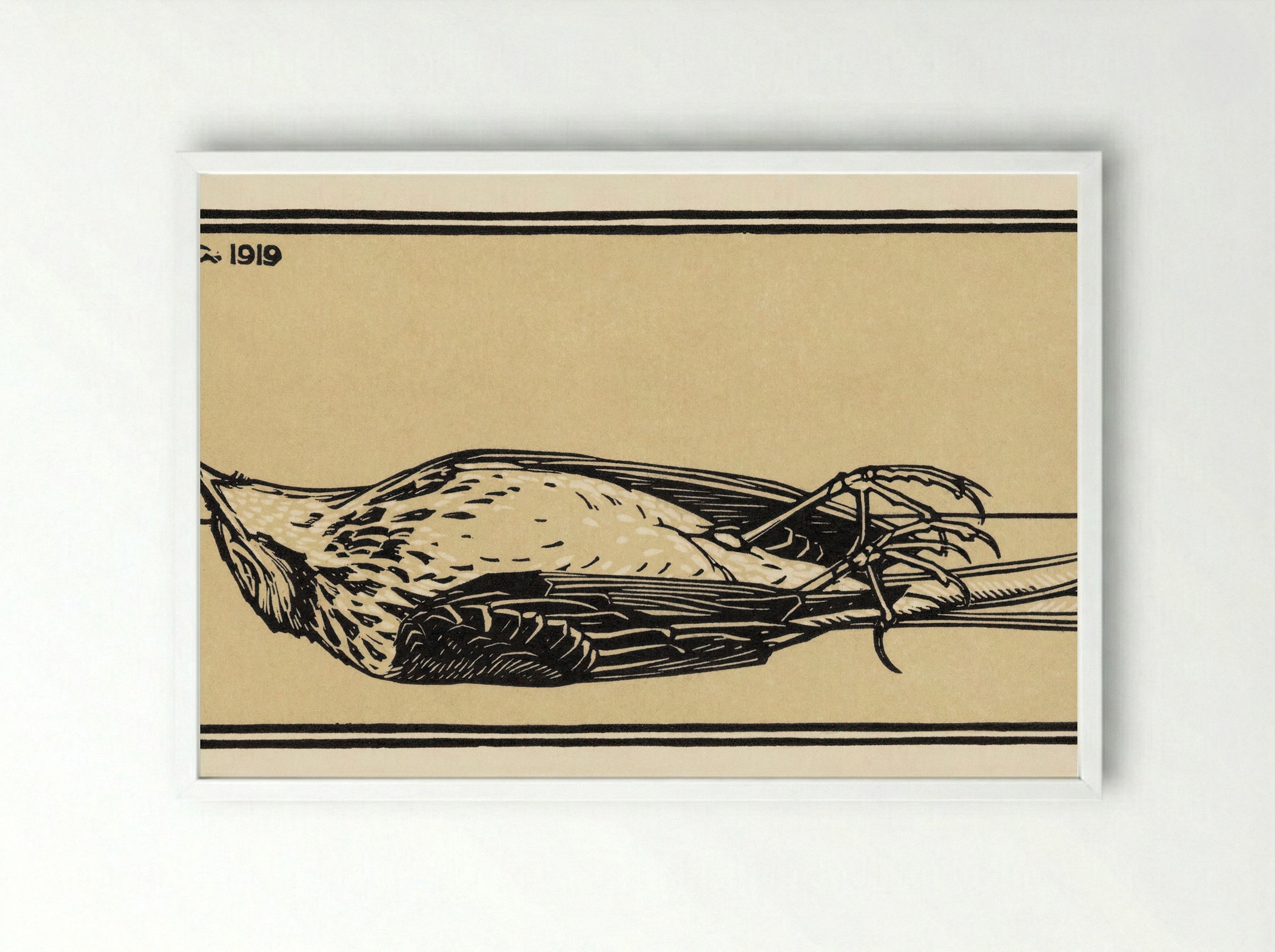 Dead Bird - Julie de Graag - Framed Print White