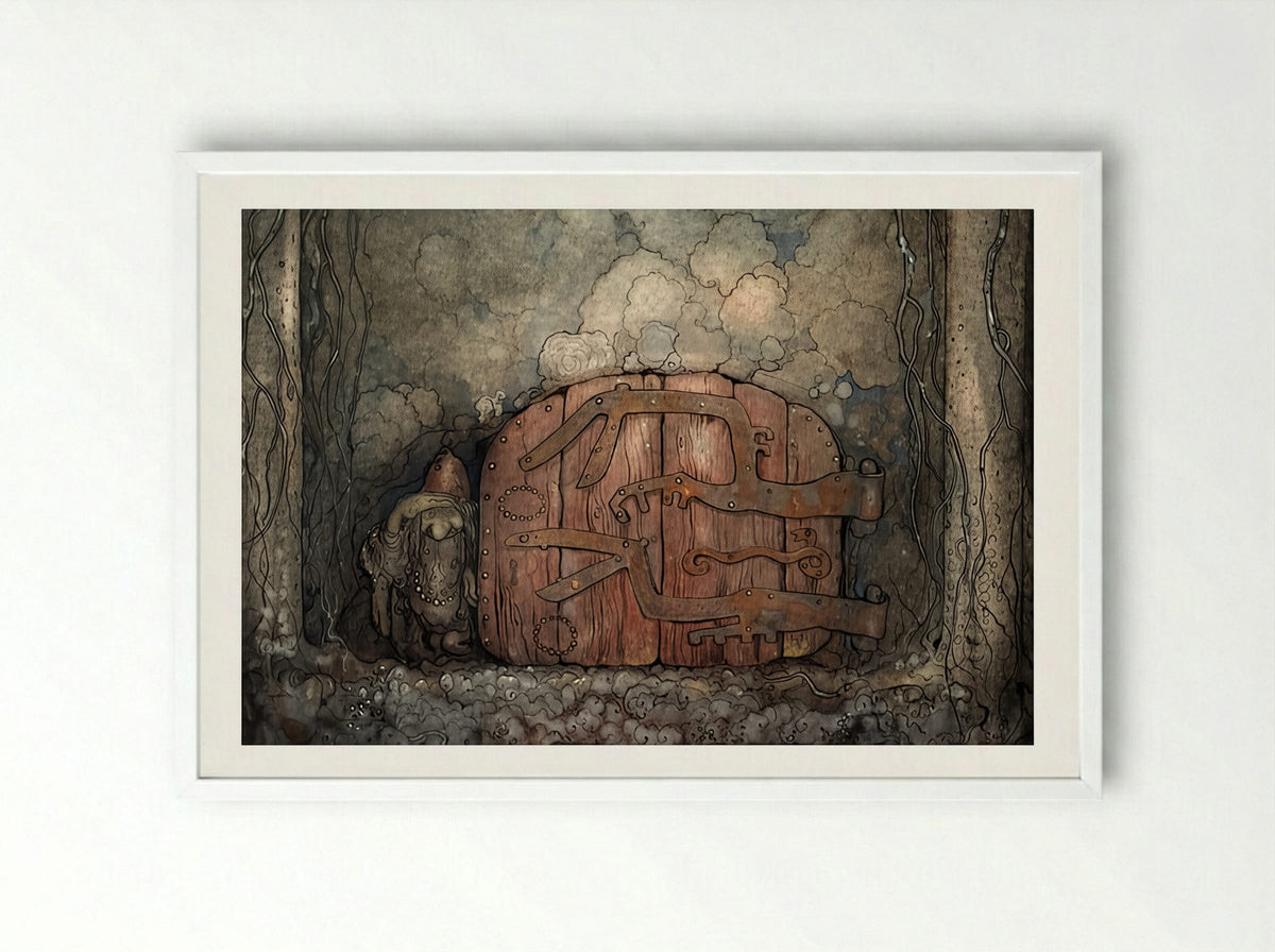 The Mountain Gate - John Bauer - Framed Print White