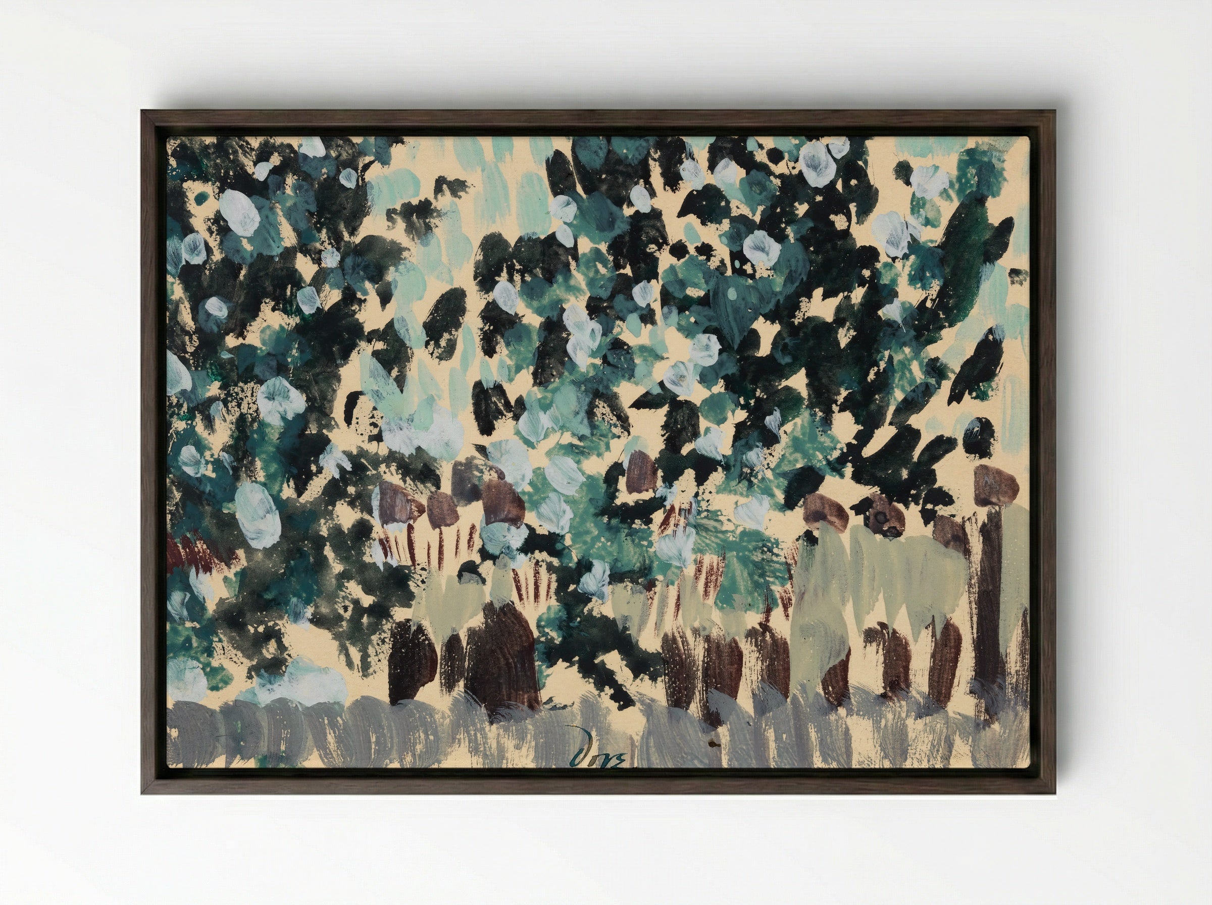 Green Leaves - Arthur Dove - Framed Canvas Dark Wood