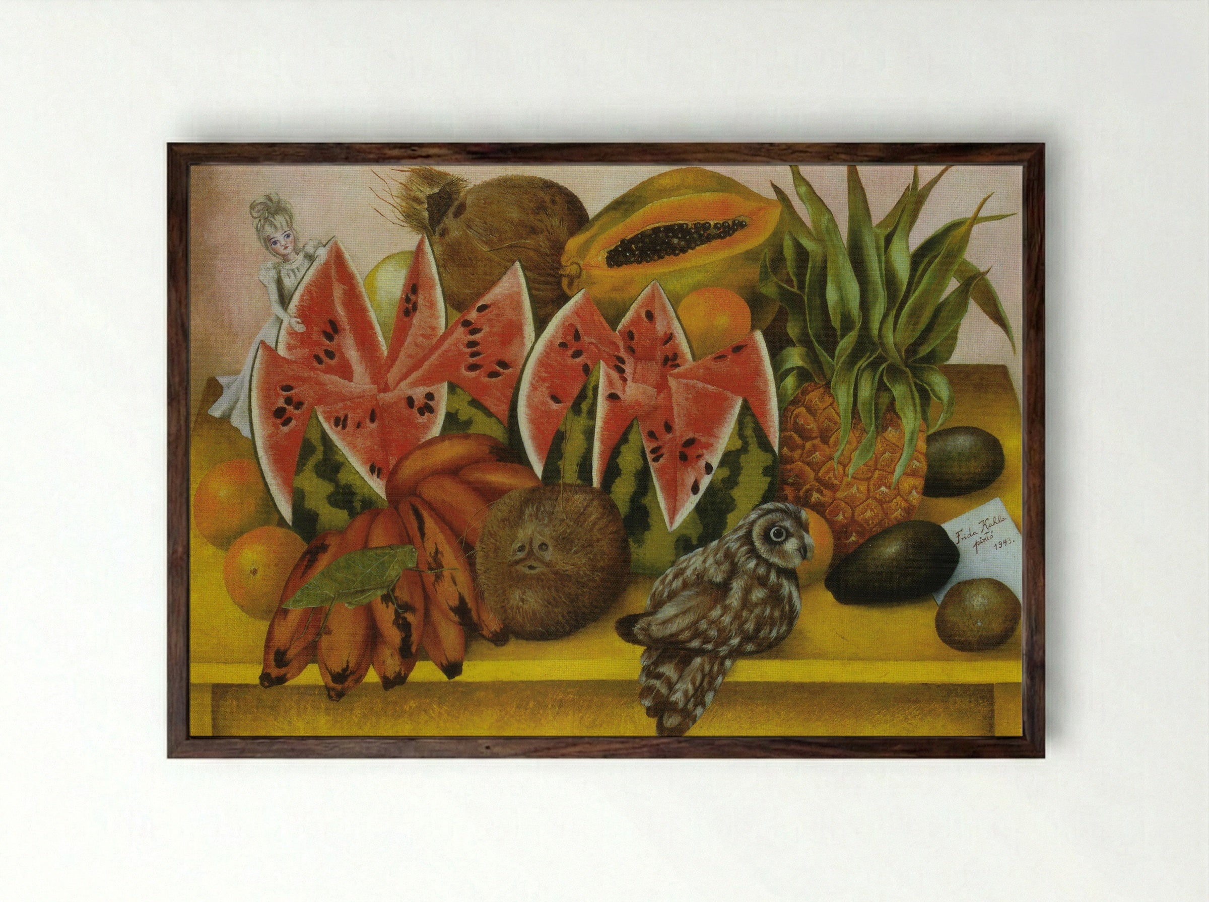The Bride Frightened at Seeing Life Opened - Frida Kahlo - Framed Print Dark Wood