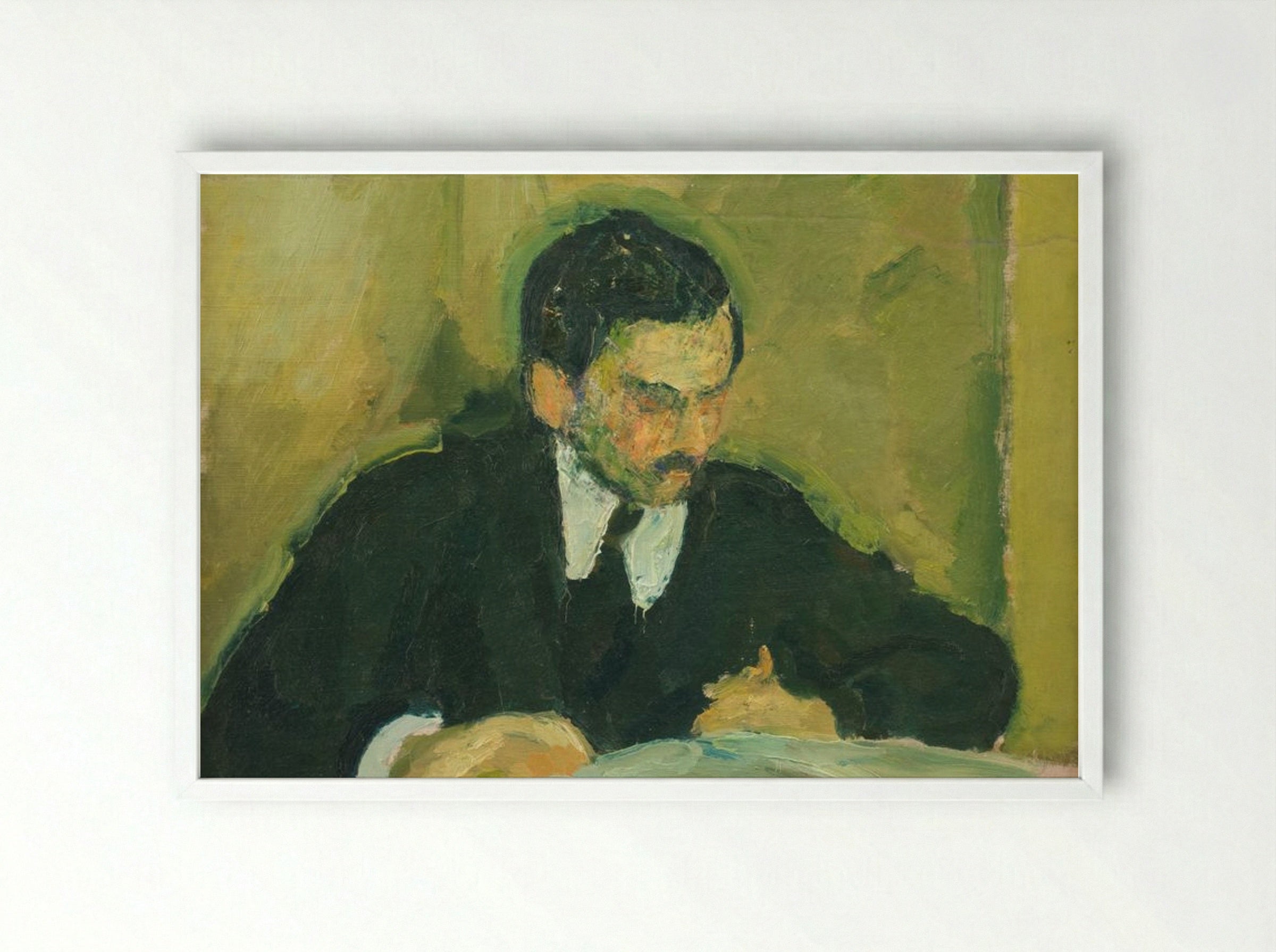 The Painter Ernst Goldschmidt Reading - Harald Giersing - Framed Print White