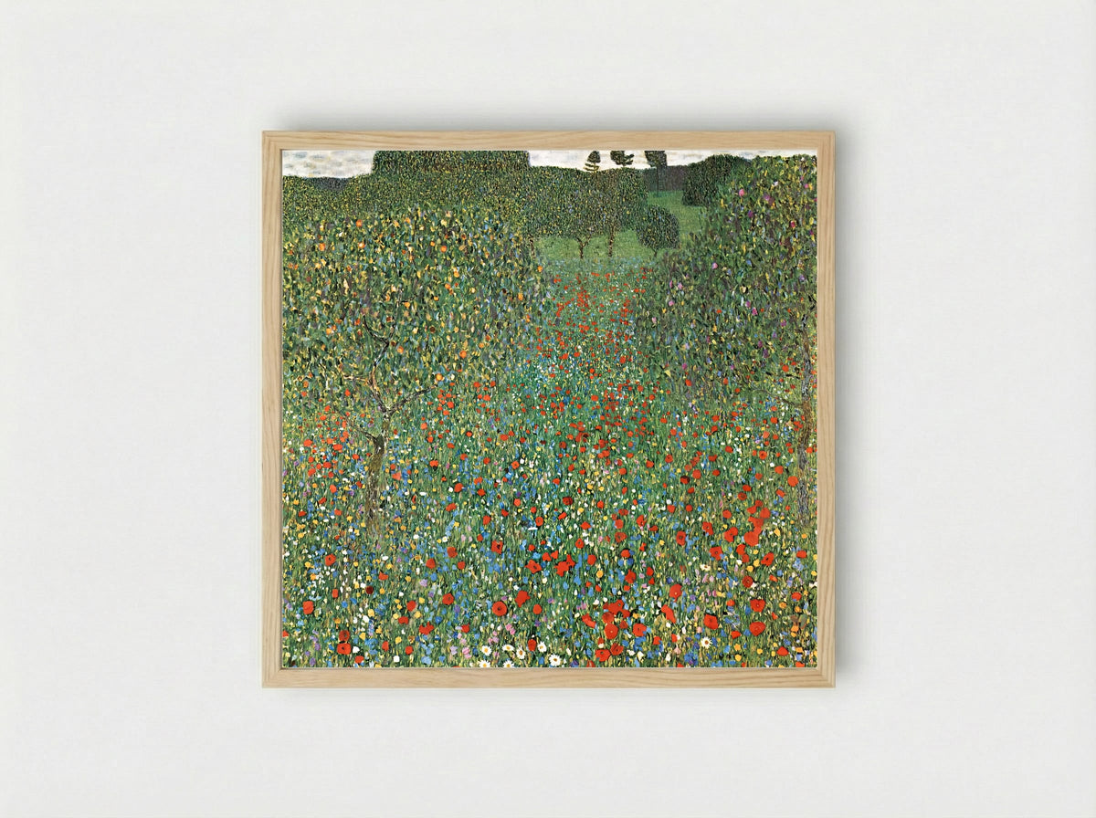 Poppy Field - Gustav Klimt - Framed Print Wood