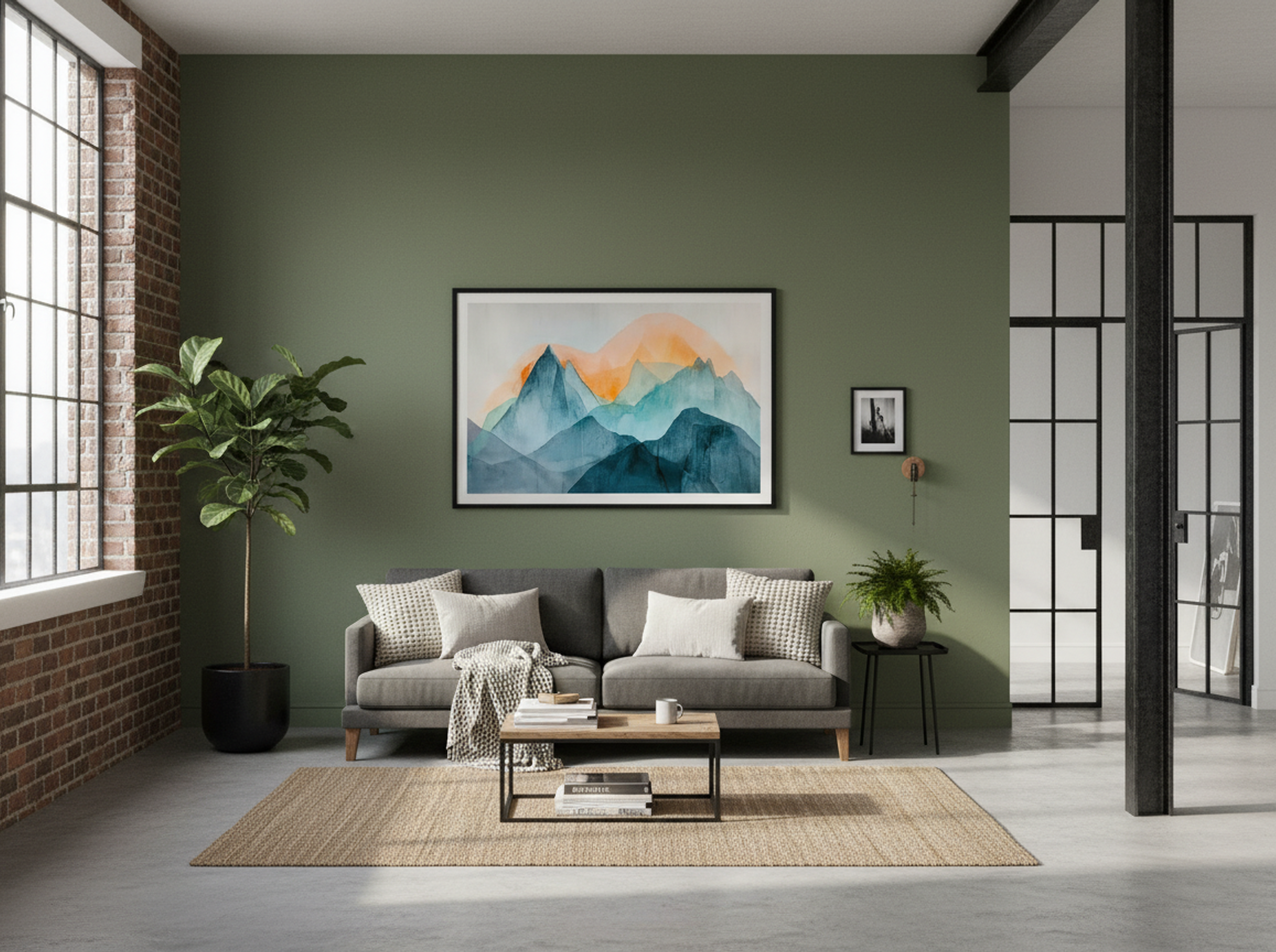 Amber Horizon – Abstract Mountain Landscape (Triptych 3 of 3) - Lifestyle