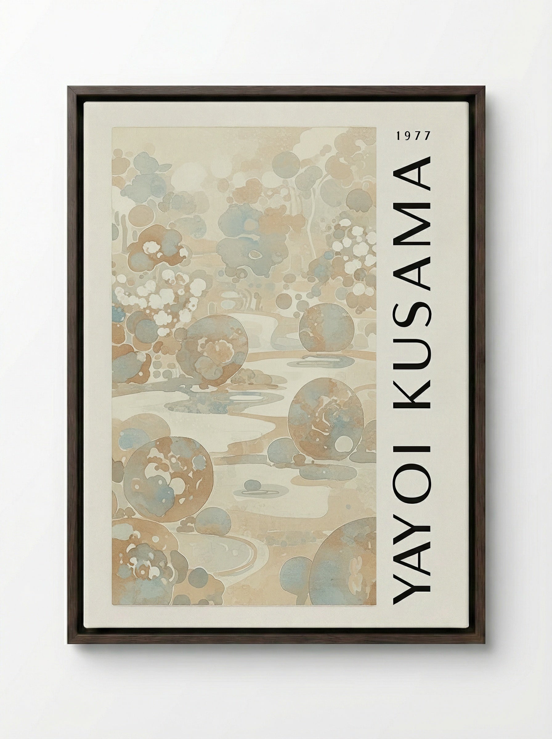 Serene Nature - Yayoi Kusama - Framed Canvas Dark Wood