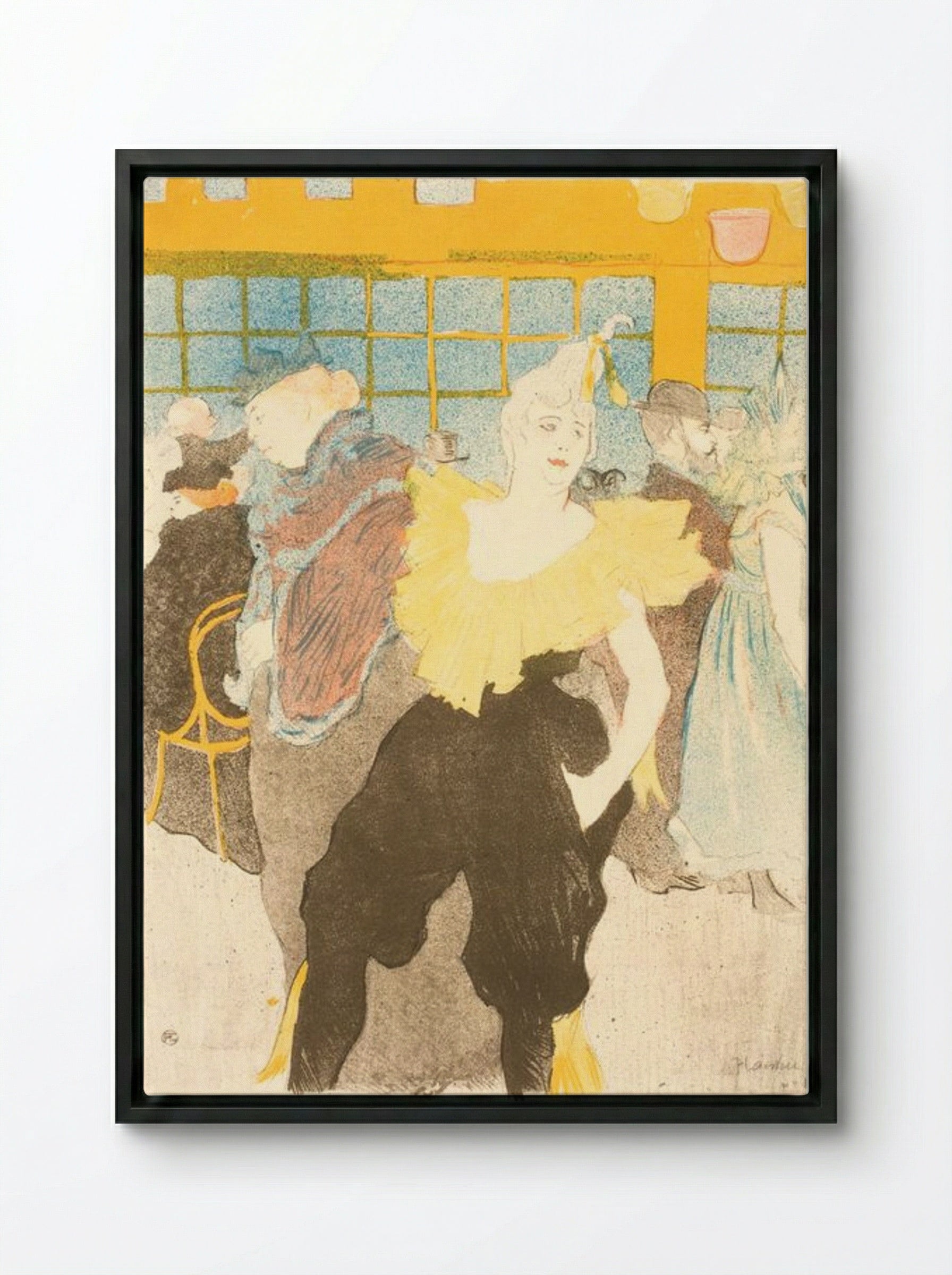 La Clownesse au Moulin Rouge - Henri de Toulouse-Lautrec - Framed Canvas Black