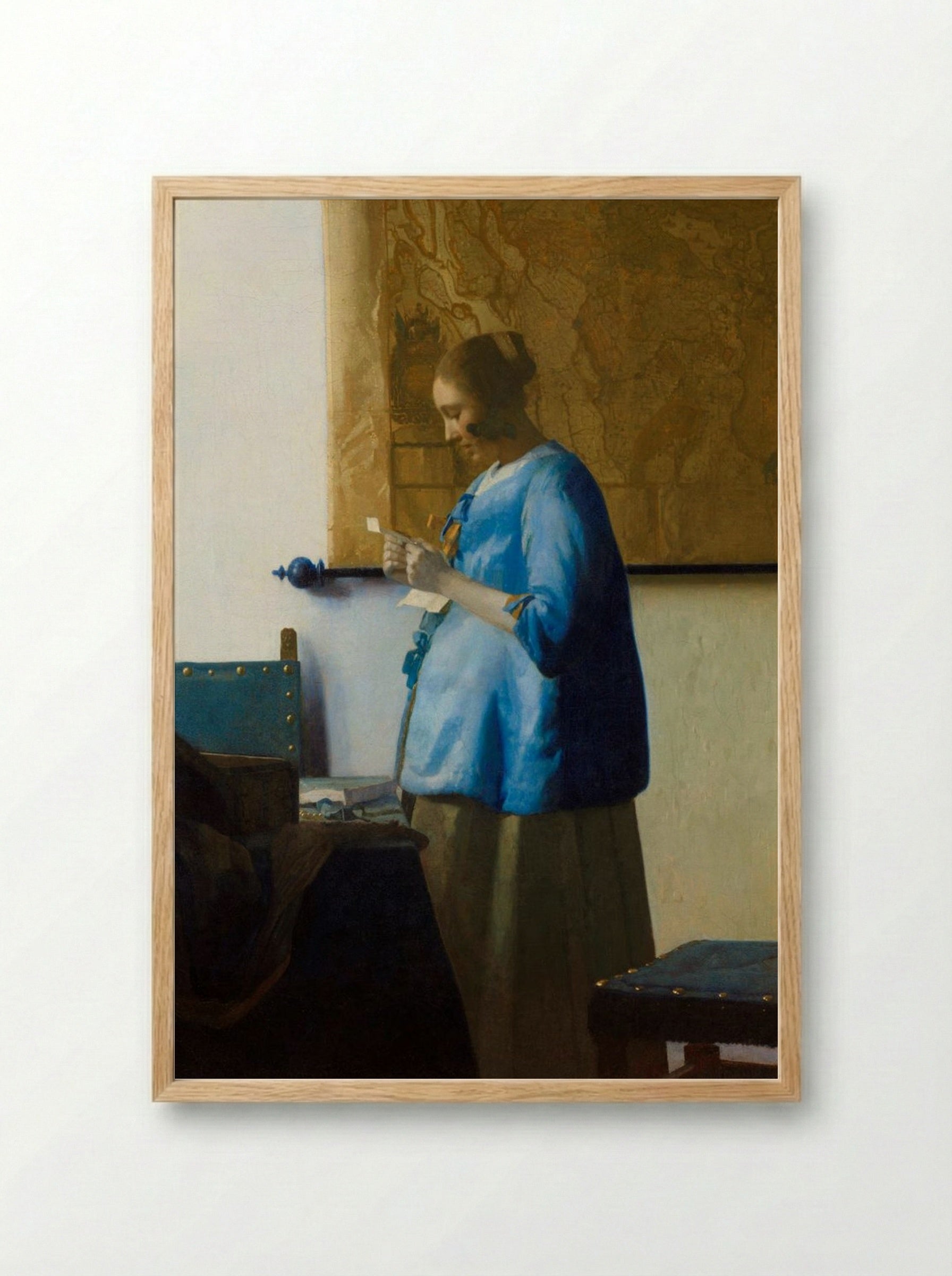 Woman Reading a Letter - Johannes Vermeer - Framed Print Wood