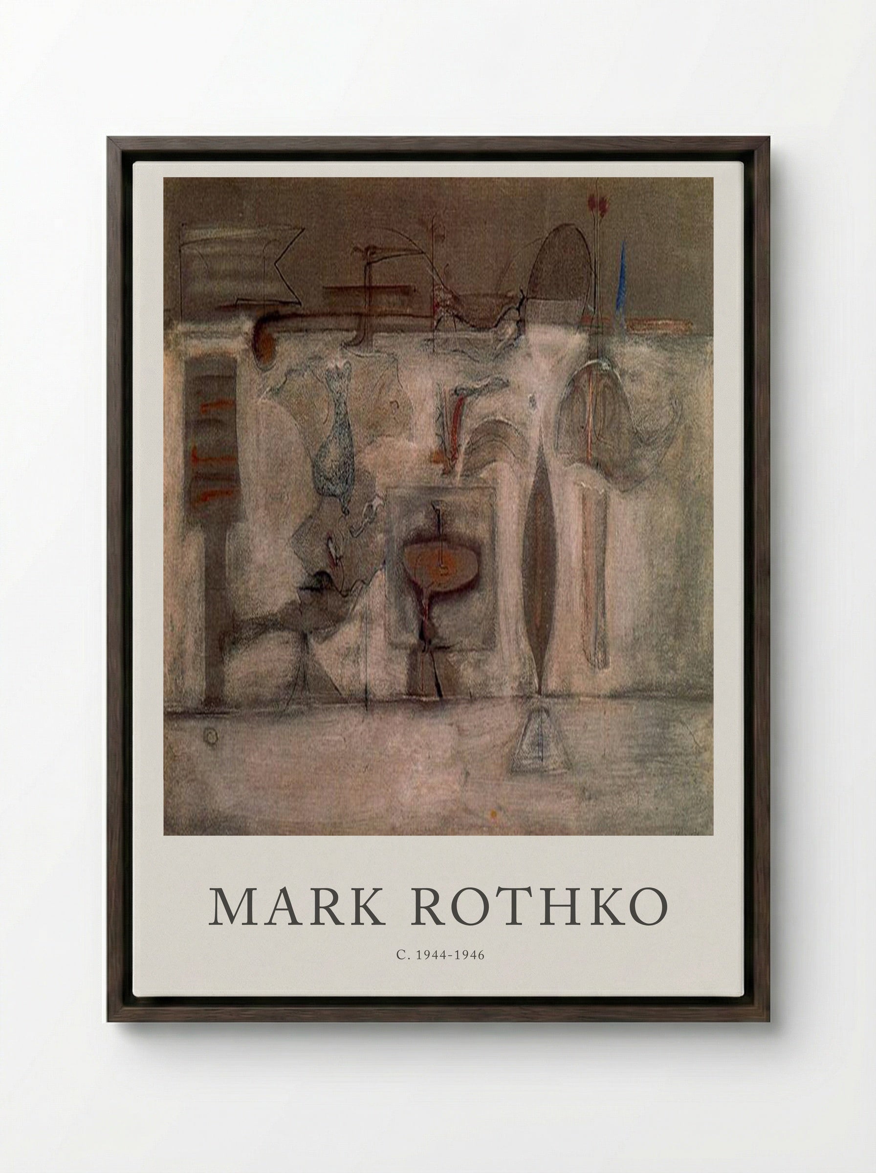 Untitled (Surrealist Composition) - Mark Rothko - Framed Canvas Dark Wood