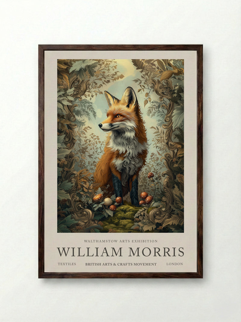 Fox Fable - William Morris - Framed Print Dark Wood