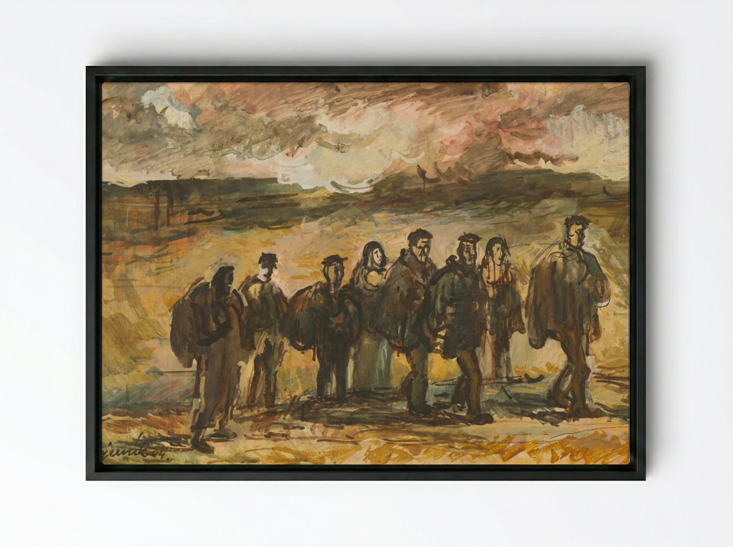 Refugees - Cyprián Majerník - Framed Canvas Black