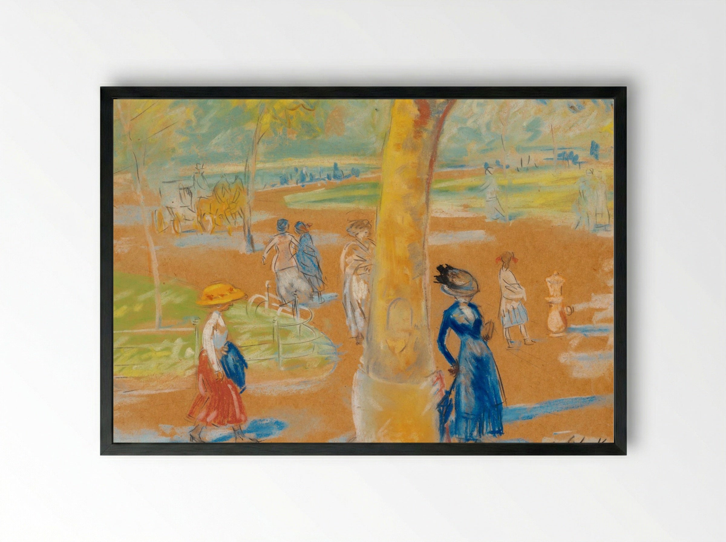 Woman with Umbrella, Washington Square - William James Glackens - Framed Print Black