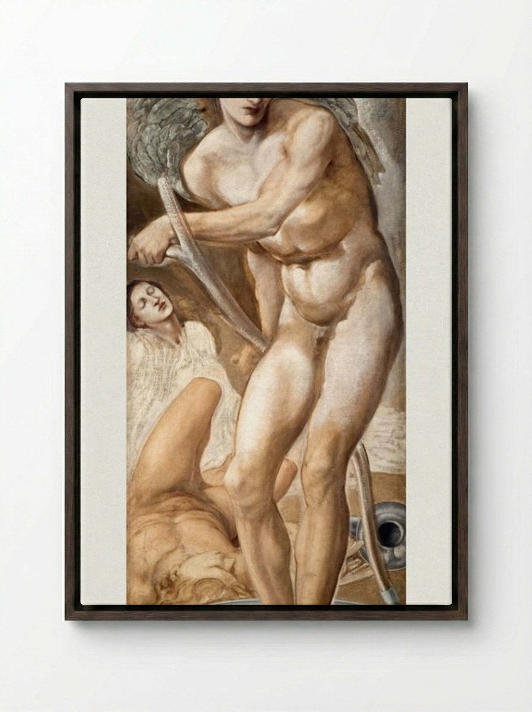 Study of Oblivion Conquering Fame - Edward Burne-Jones - Framed Canvas Dark Wood