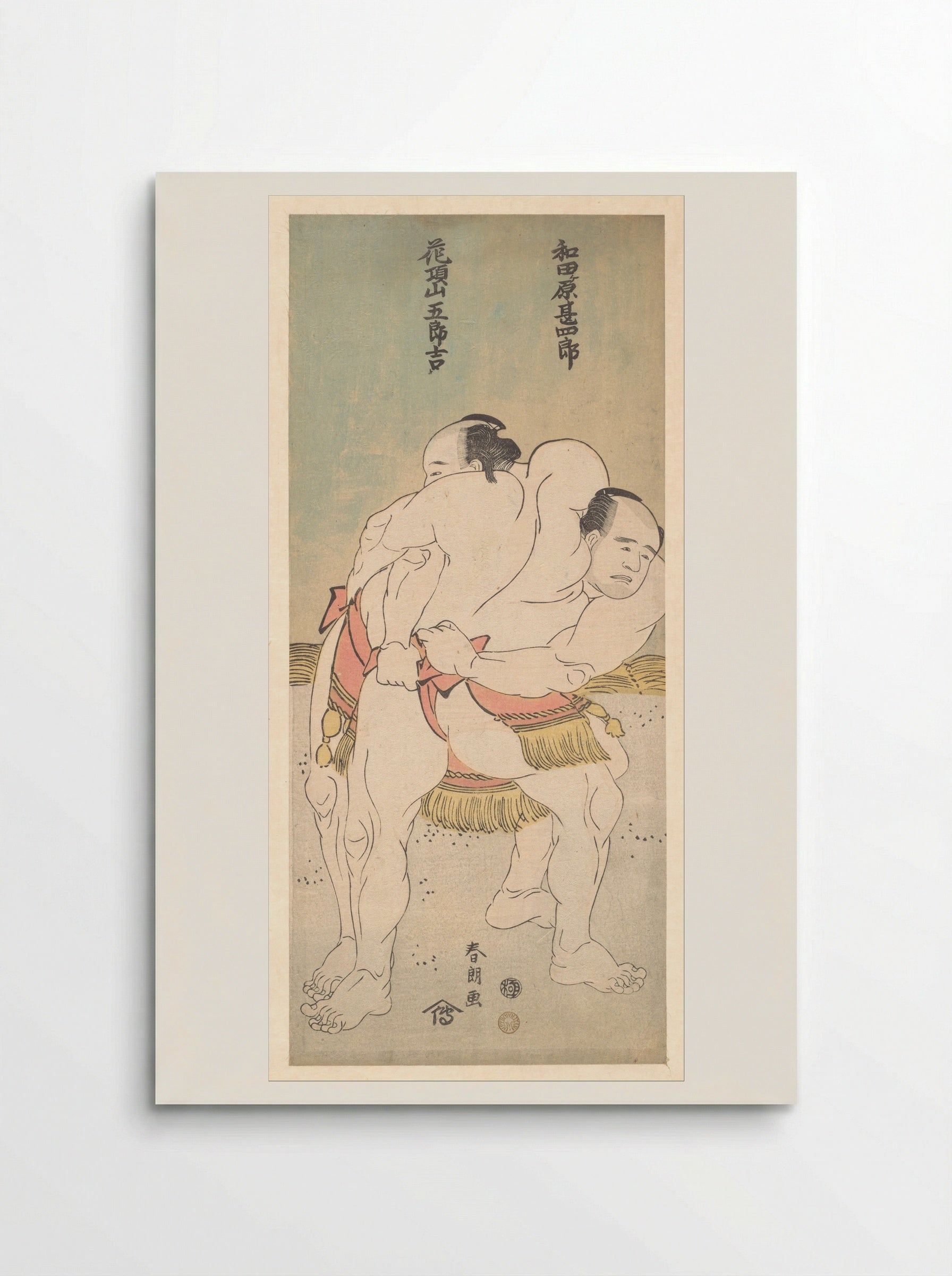 The Sumo Wrestlers Wadagahara Jinshirō and Kachōzan Gorokichi - Katsushika Hokusai - Poster