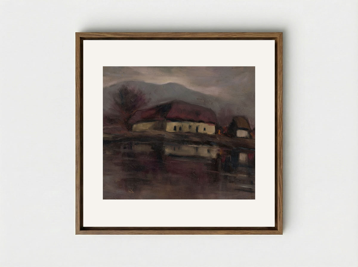 Sketch of a Landscape with a Lake - Zolo Palugyay - Framed Canvas Wood