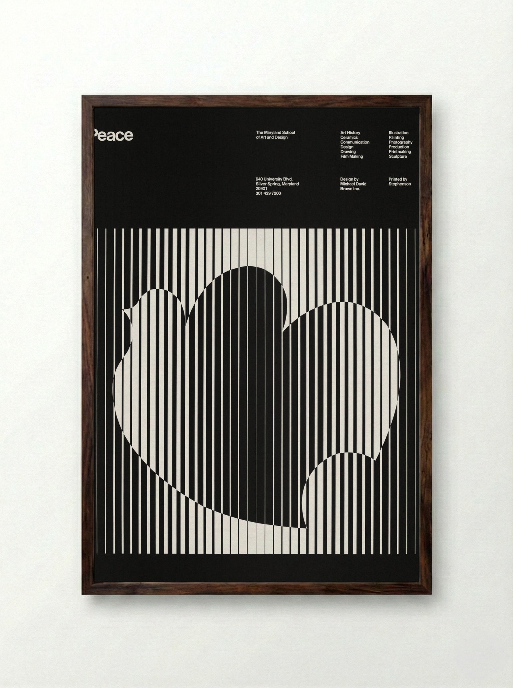 Peace (Maryland School of Art and Design Poster) - Michael David Brown - Framed Print Dark Wood