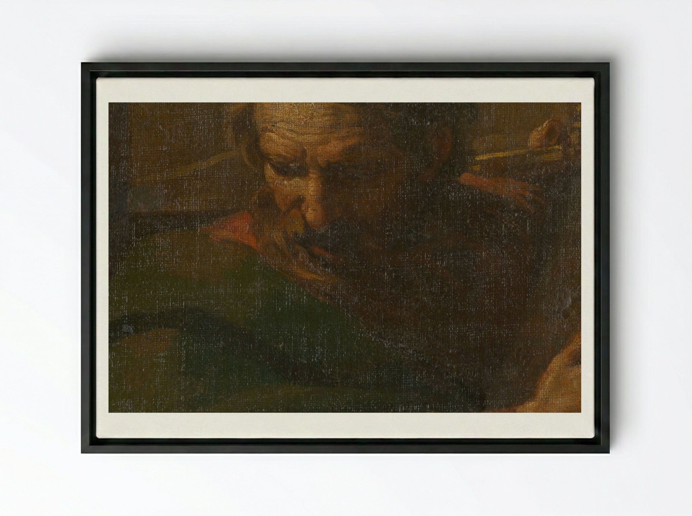 Saint Paul Reading - Rembrandt van Rijn - Framed Canvas Black