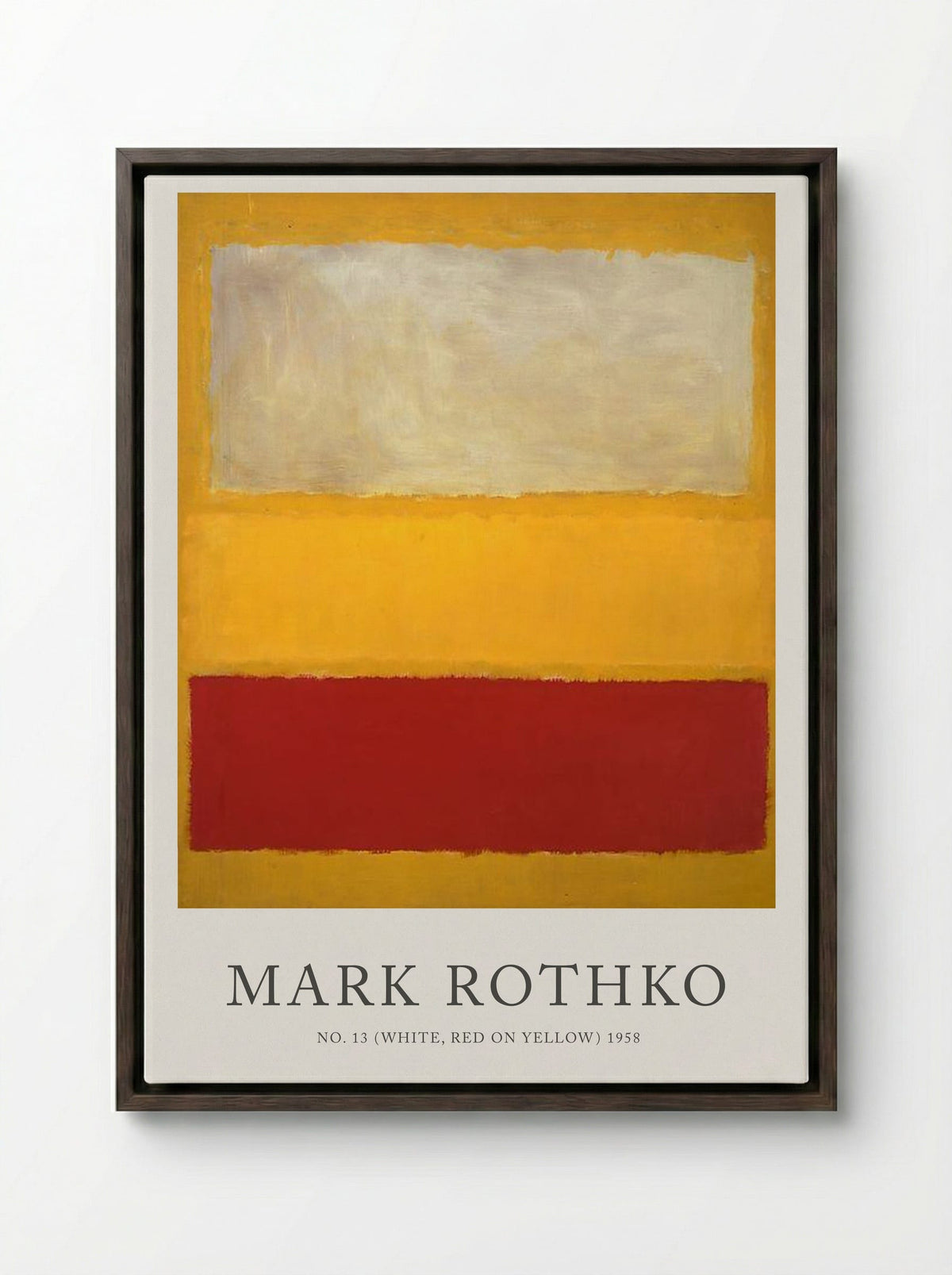 No. 13 (White, Red on Yellow) - Mark Rothko - Framed Canvas Dark Wood