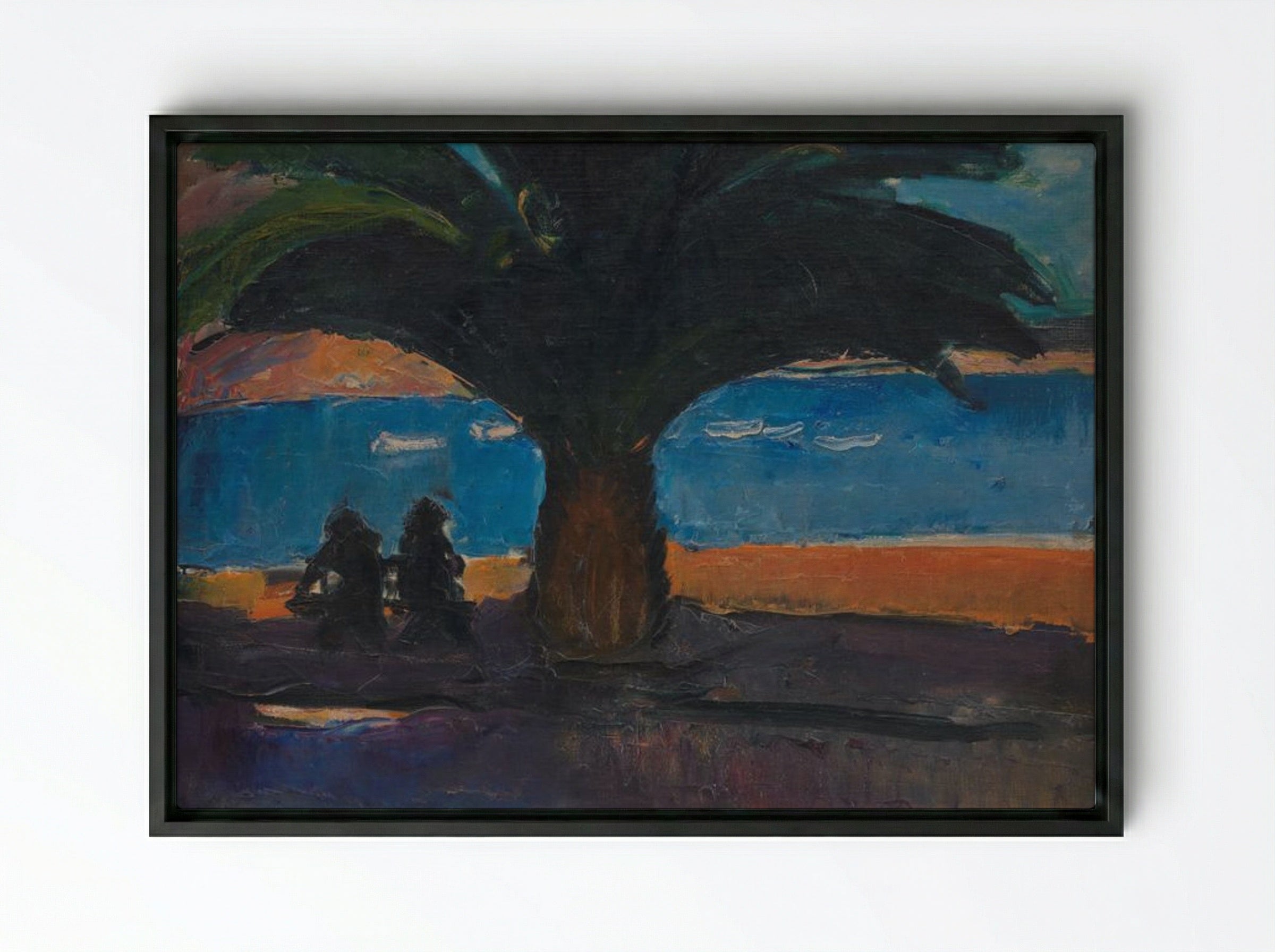 The Thick Palm. View from Villefranche - Jens Adolf Jerichau - Framed Canvas Black