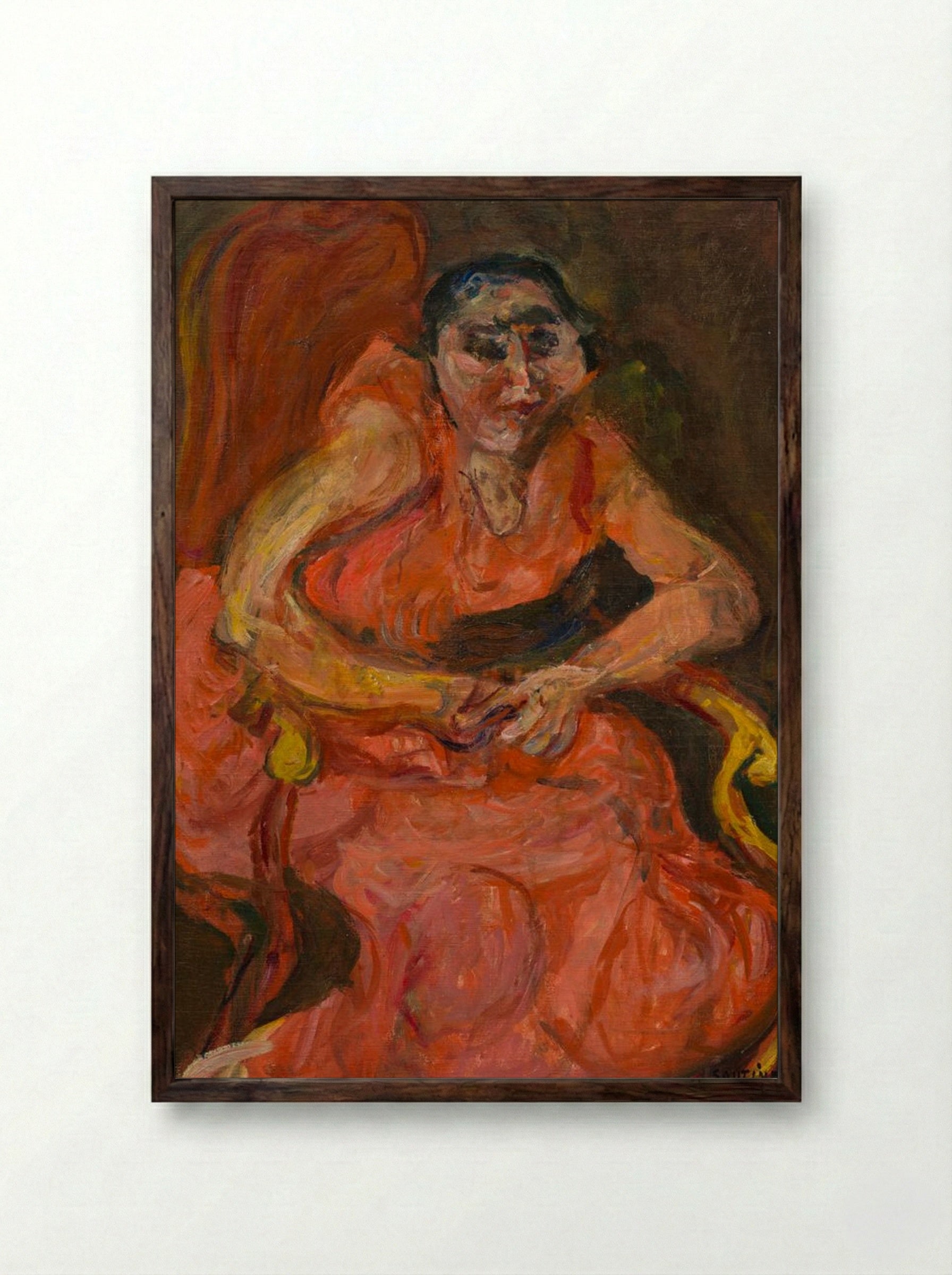 Woman in Pink - Chaïm Soutine - Framed Print Dark Wood