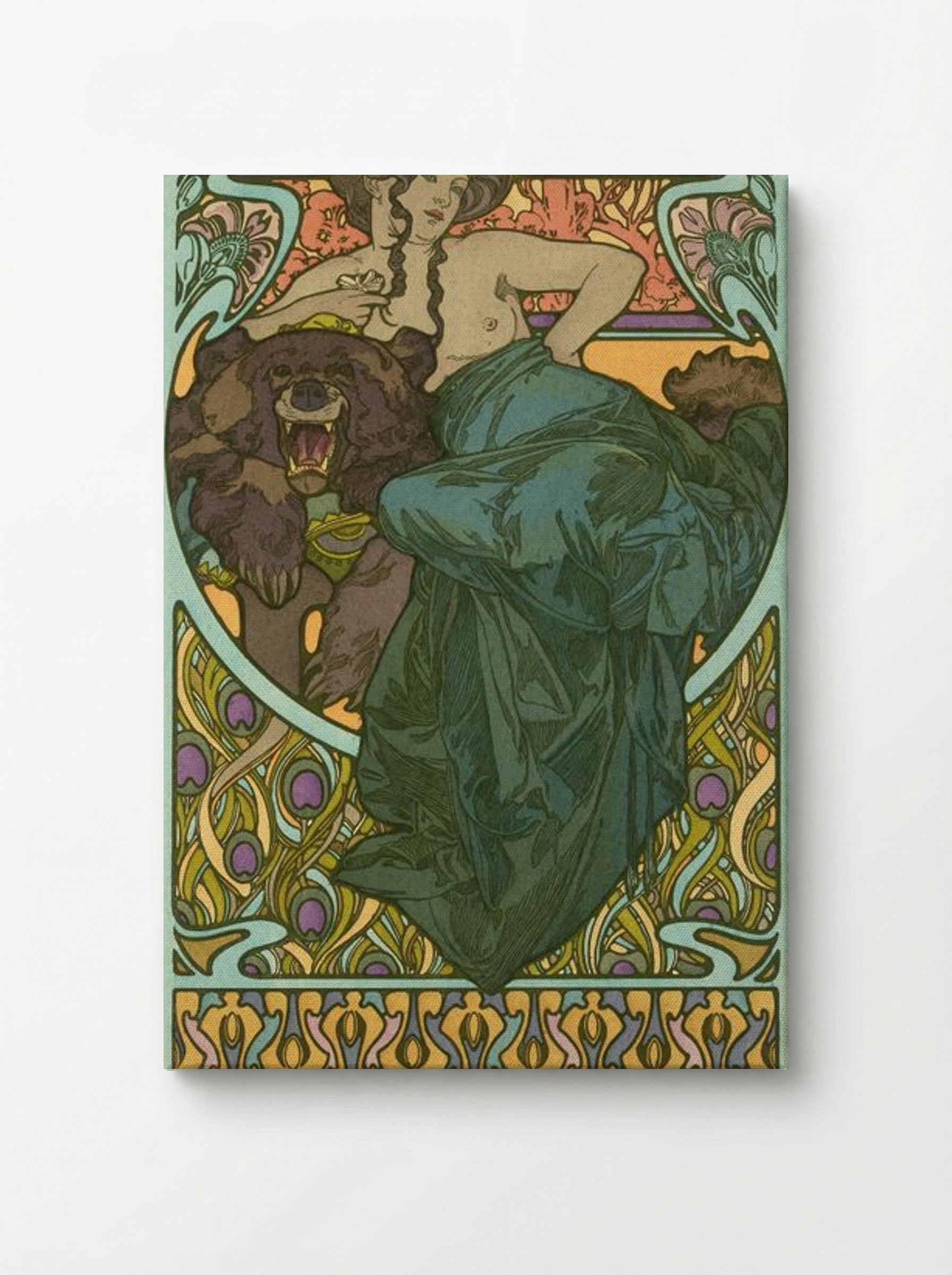 Untitled (Woman with Bear) - Alphonse Mucha - Canvas
