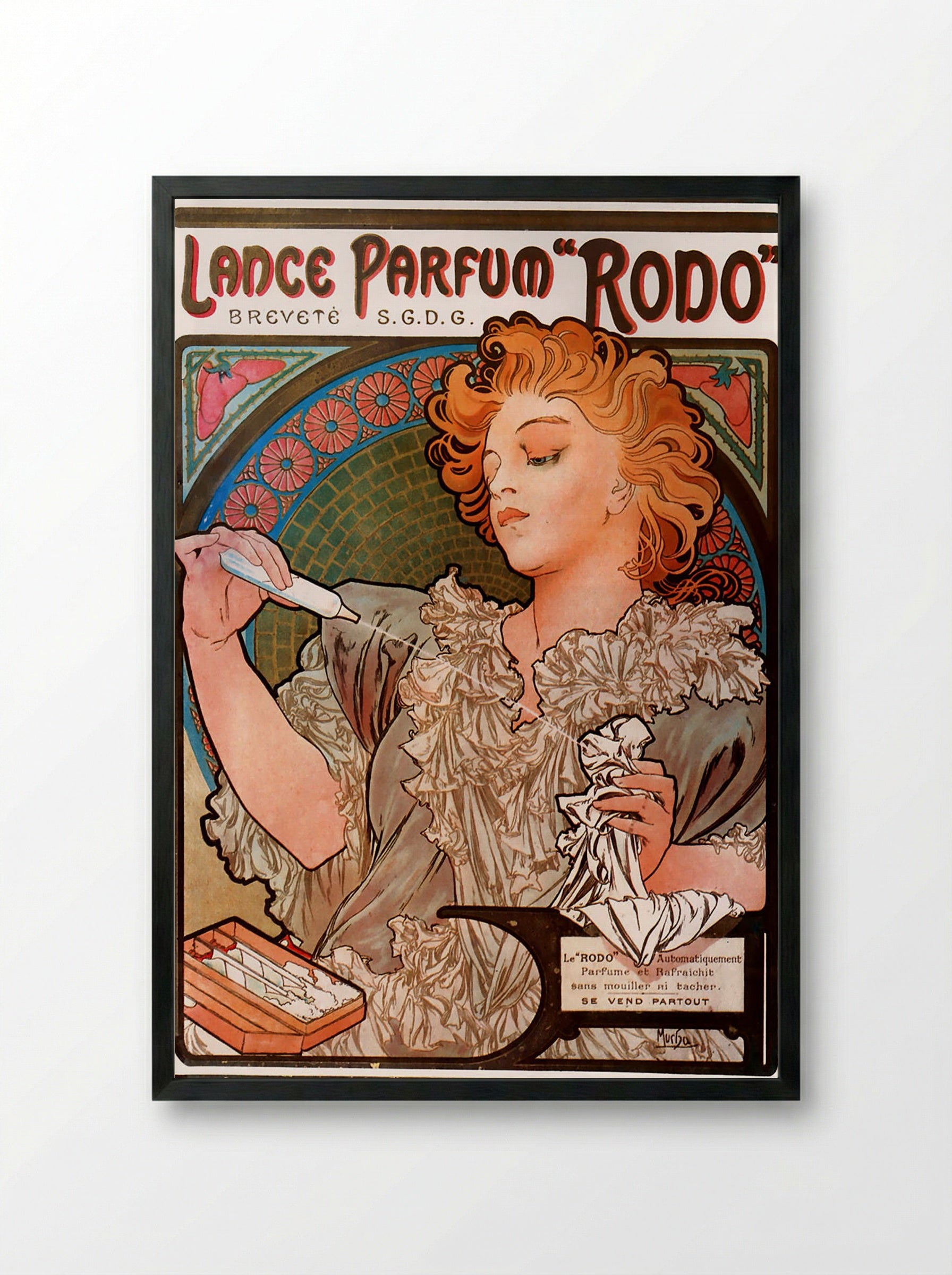 Lance Parfum Rodo - Alphonse Mucha - Framed Print Black