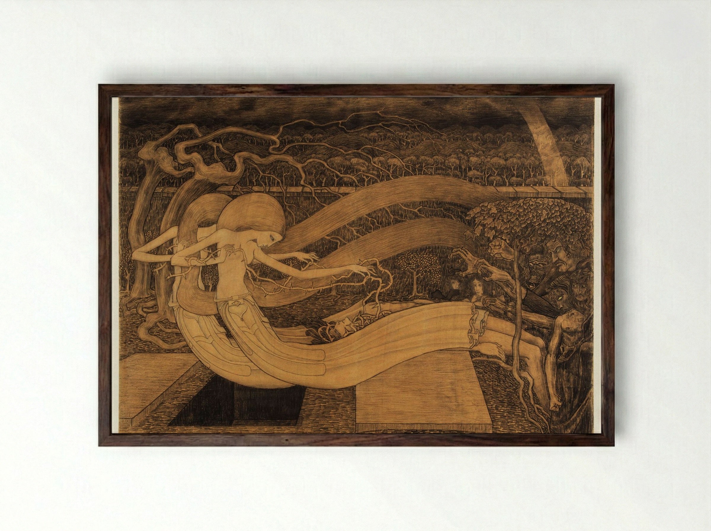O Grave, Where is Thy Victory? - Jan Toorop - Framed Print Dark Wood